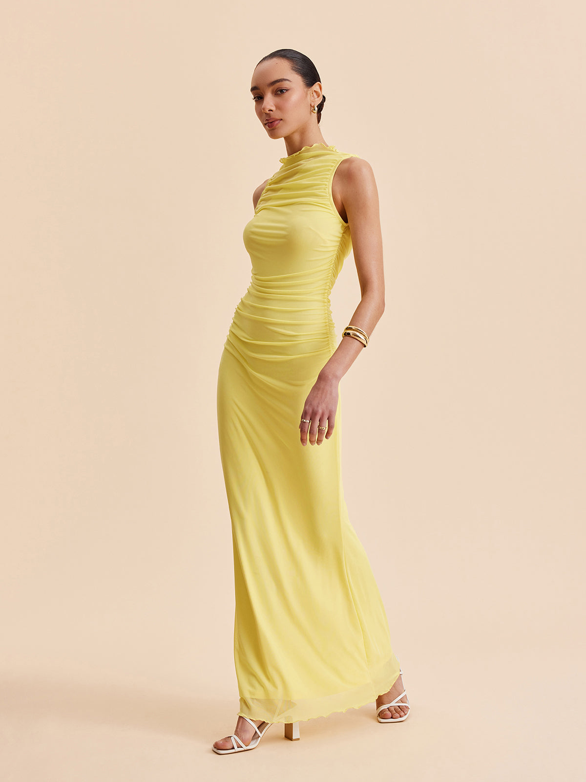 Kilys – Ärmelloses, gerüschtes Netzkleid