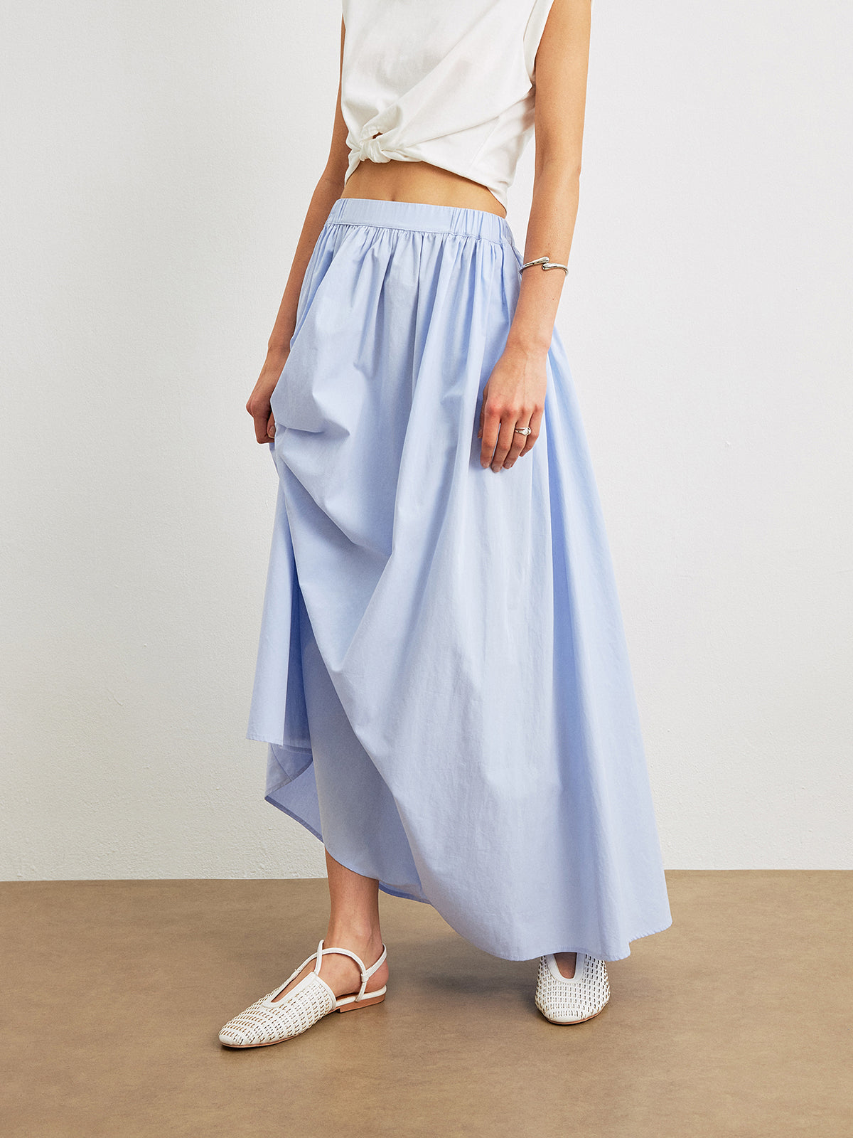 Serane Cotton A-Line Skirt With Pockets