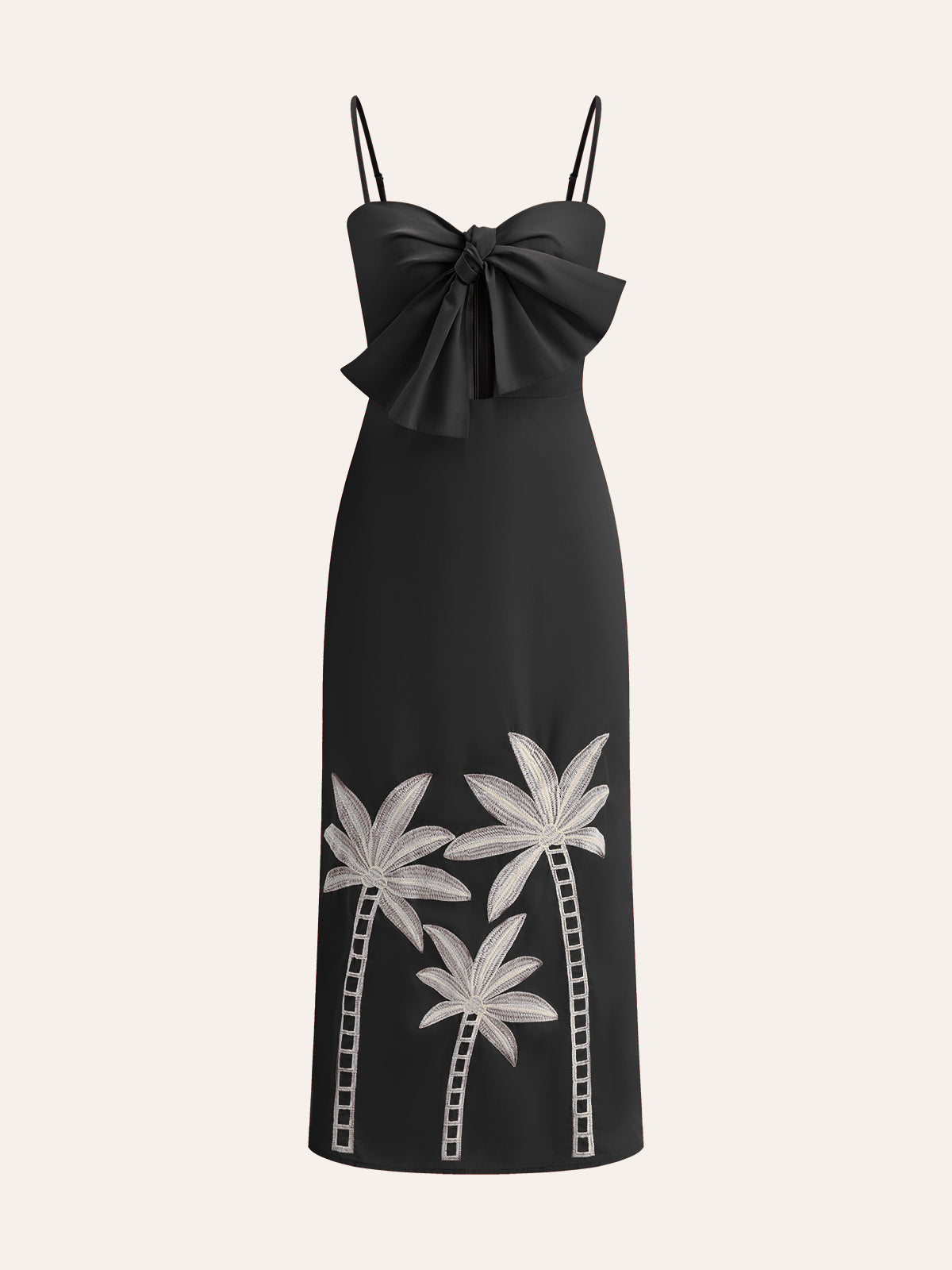 Qelviel Embroidered Bow-Detail Cami Dress