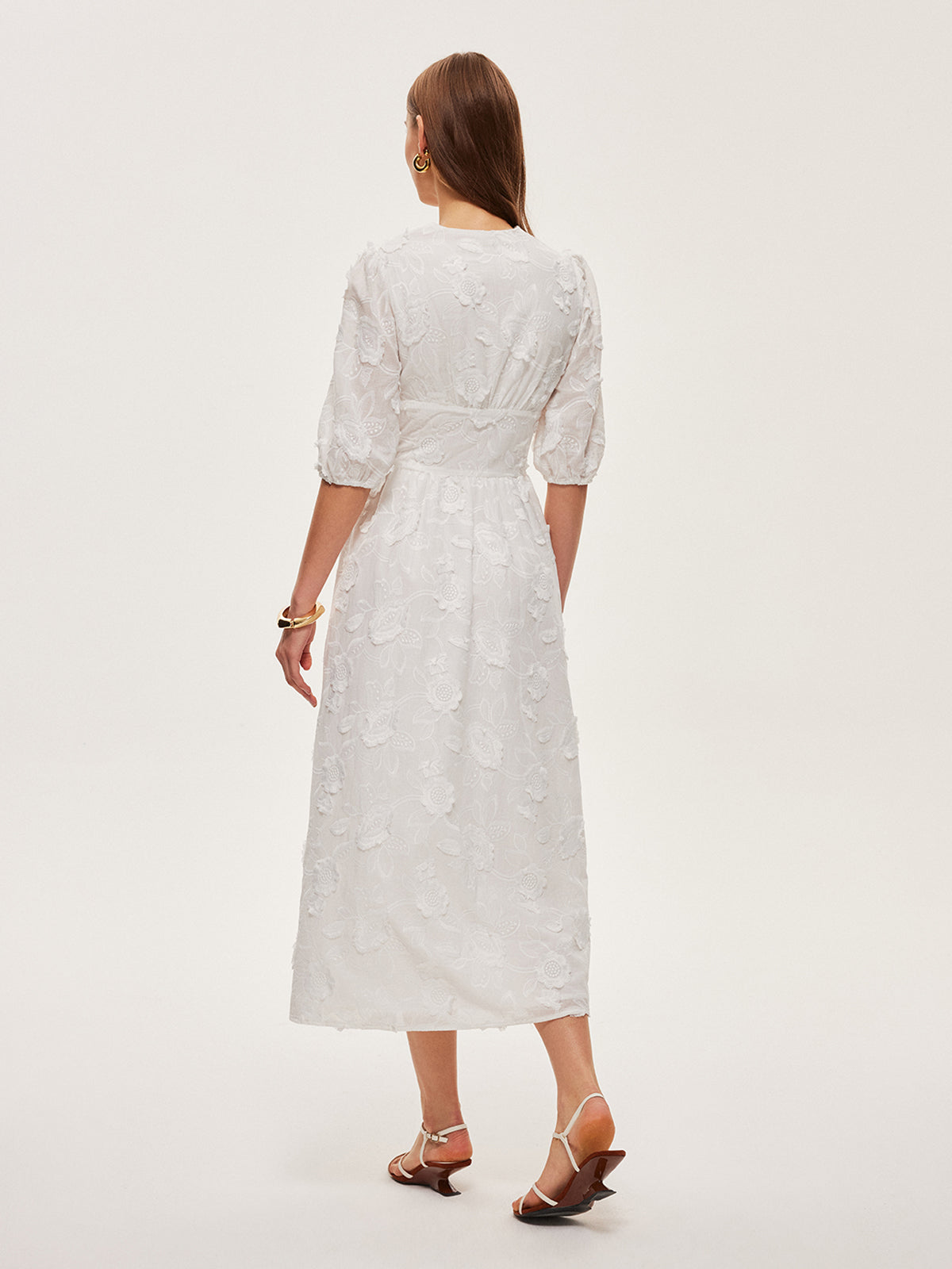 Stardust Cotton Embroidered Button-Front Dress