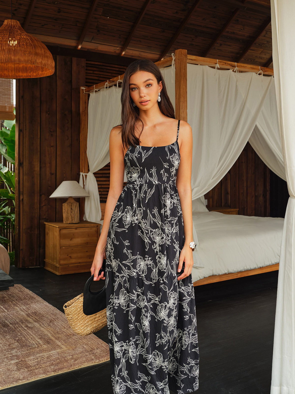 Starsilk – Rückenfreies Camisole-Kleid mit Blumenmuster