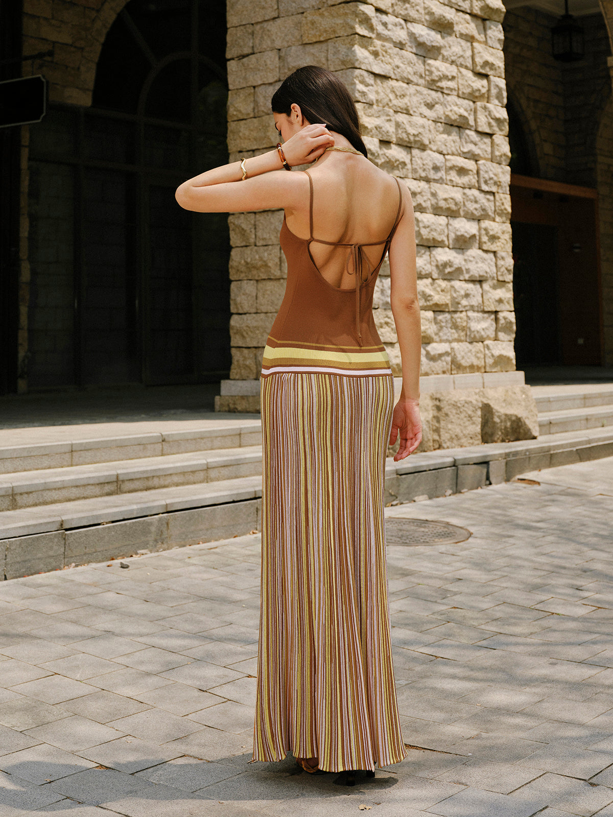 Serapdust Striped Knit Cami Dress