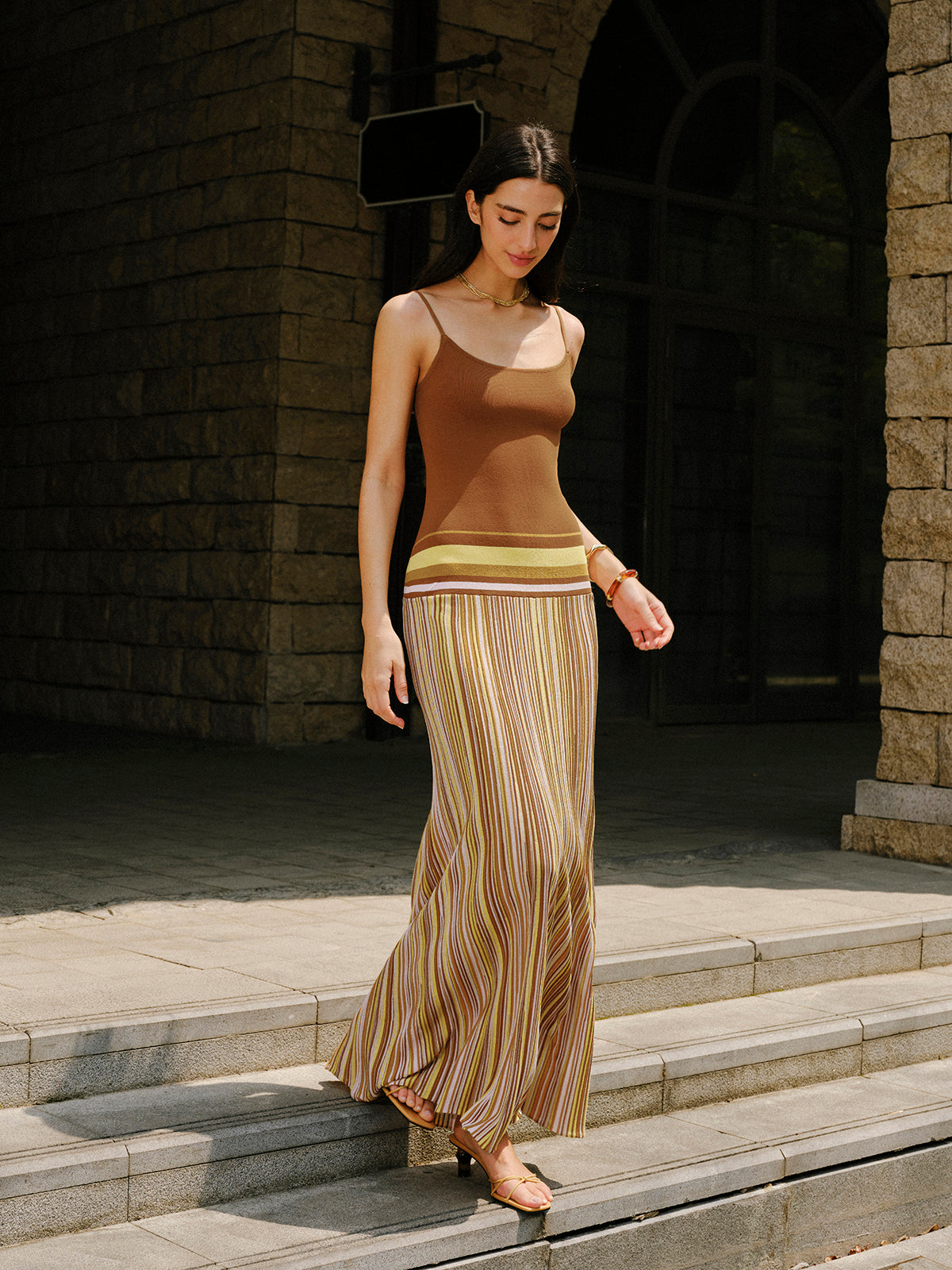 Serapdust Striped Knit Cami Dress