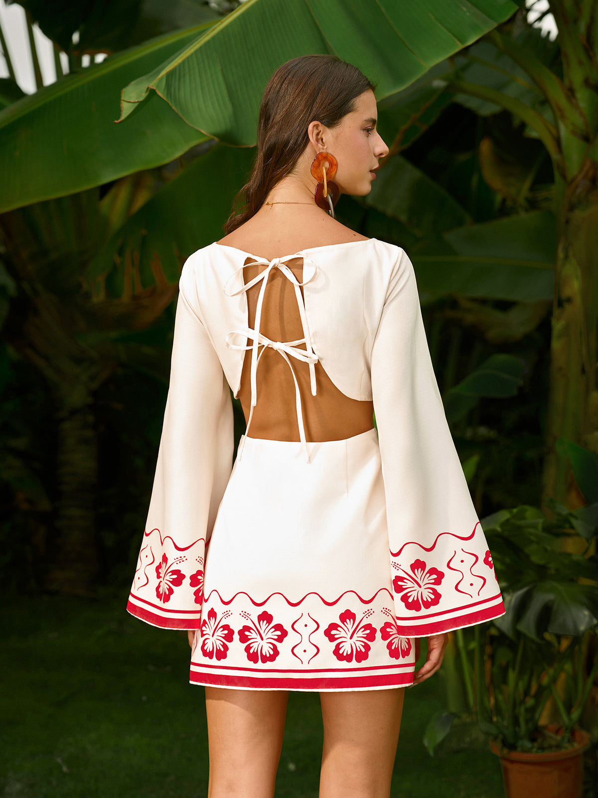 Seraphine Floral Embroidered Backless Tie Dress