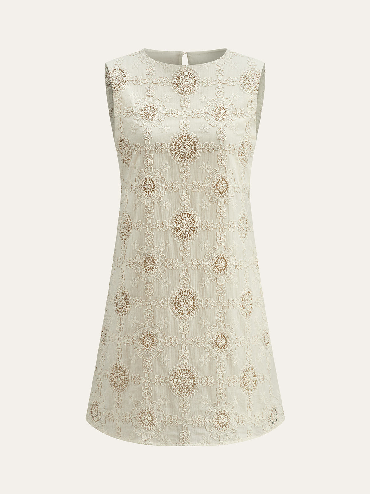 Tavys Embroidered Cotton Sleeveless Dress