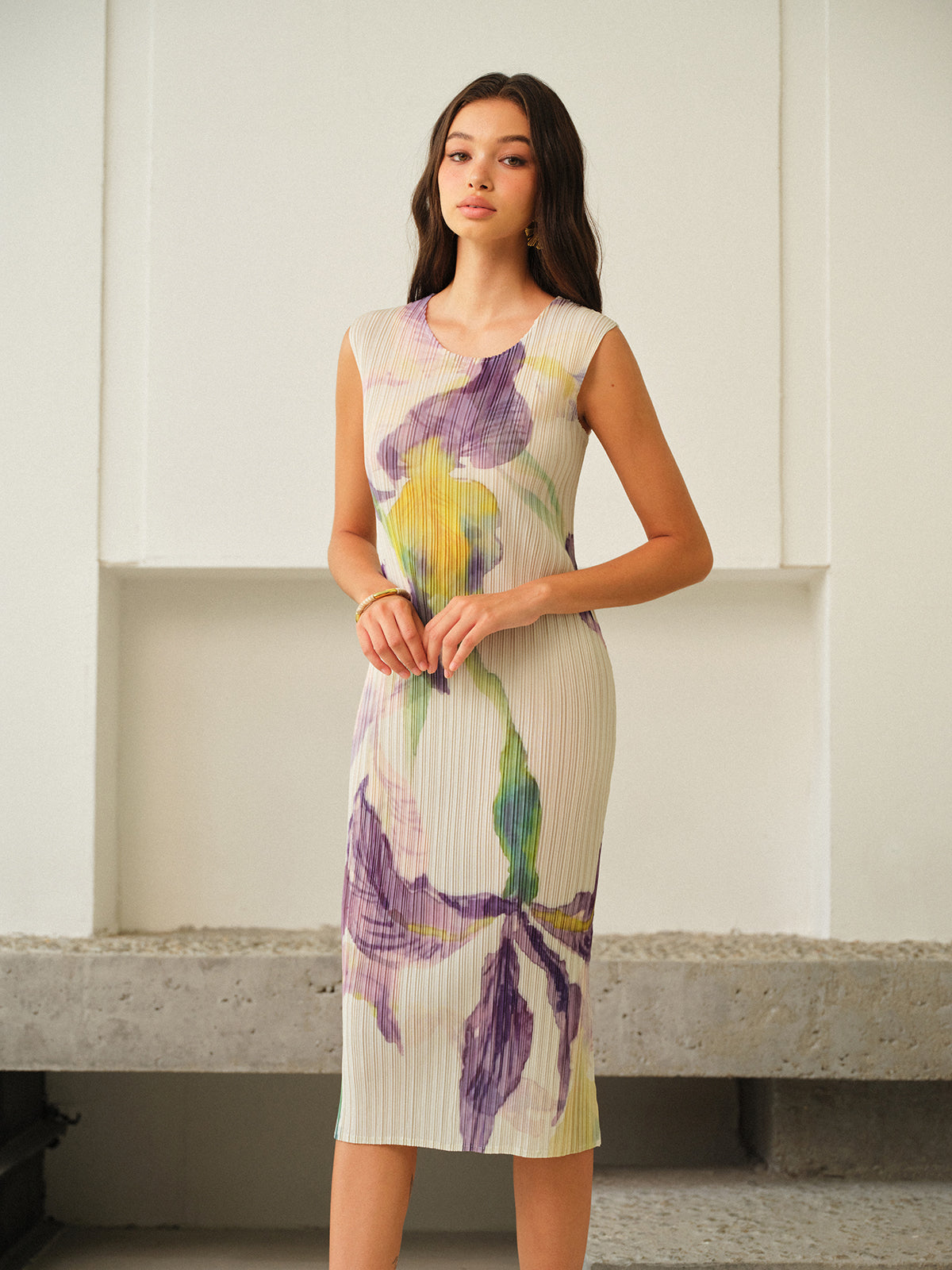 Ärmelloses Kleid mit Blumendruck „Majesty“