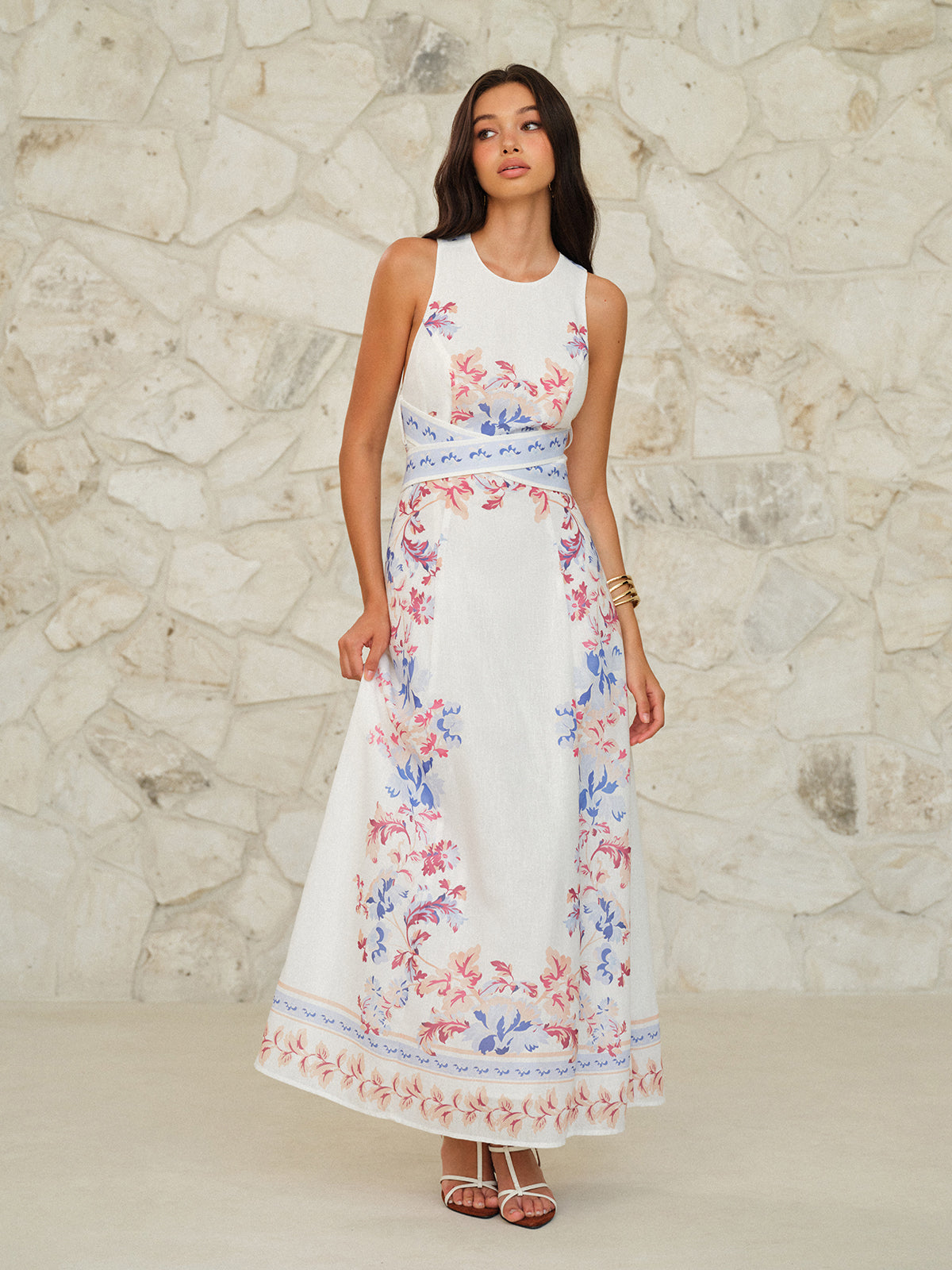 Luxspun – Ärmelloses Maxikleid mit Blumenmuster