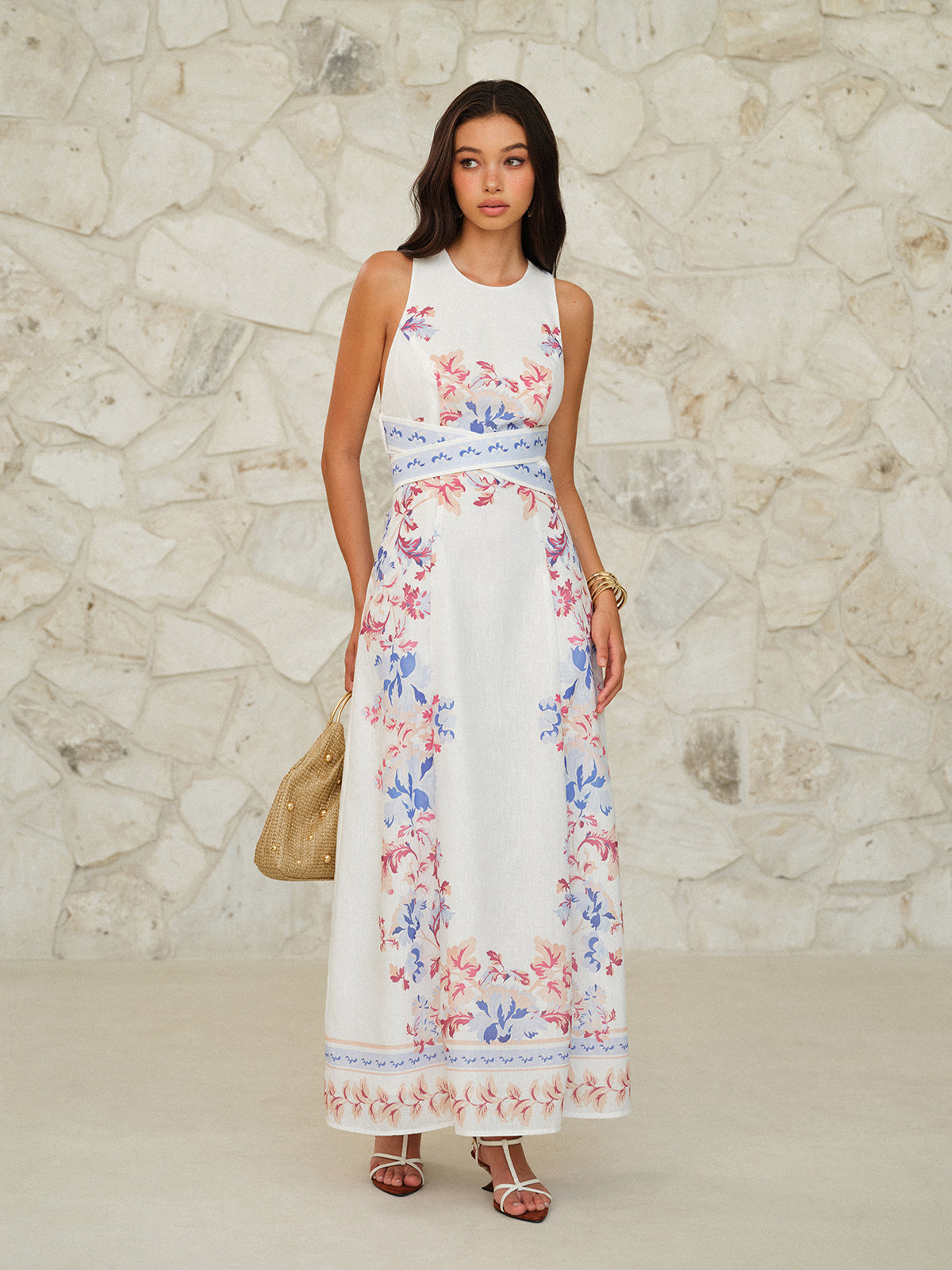 Luxspun – Ärmelloses Maxikleid mit Blumenmuster