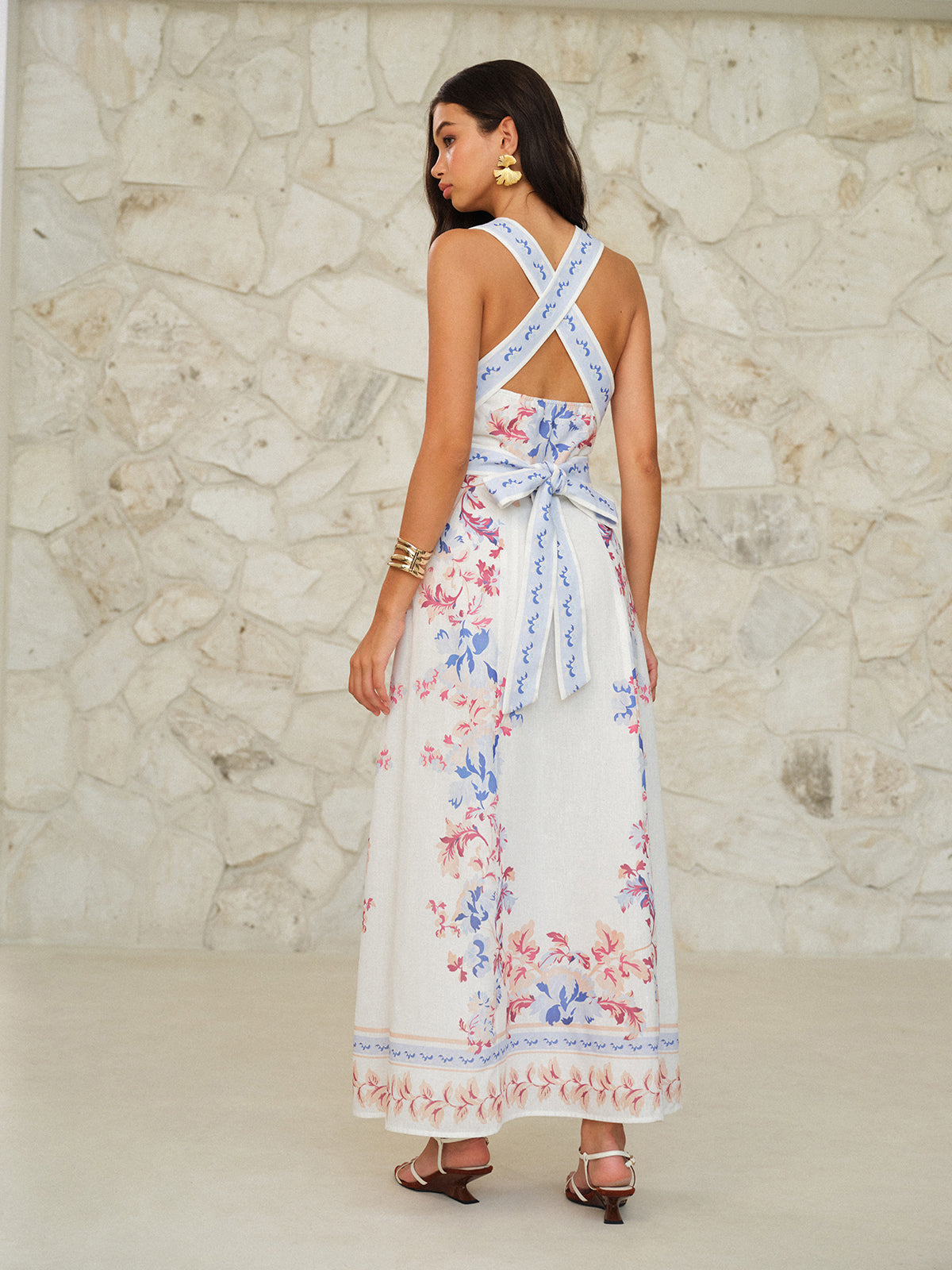 Luxspun – Ärmelloses Maxikleid mit Blumenmuster