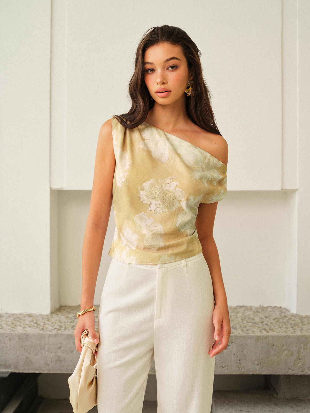 Valore One-Shoulder-Top mit Blumenmuster