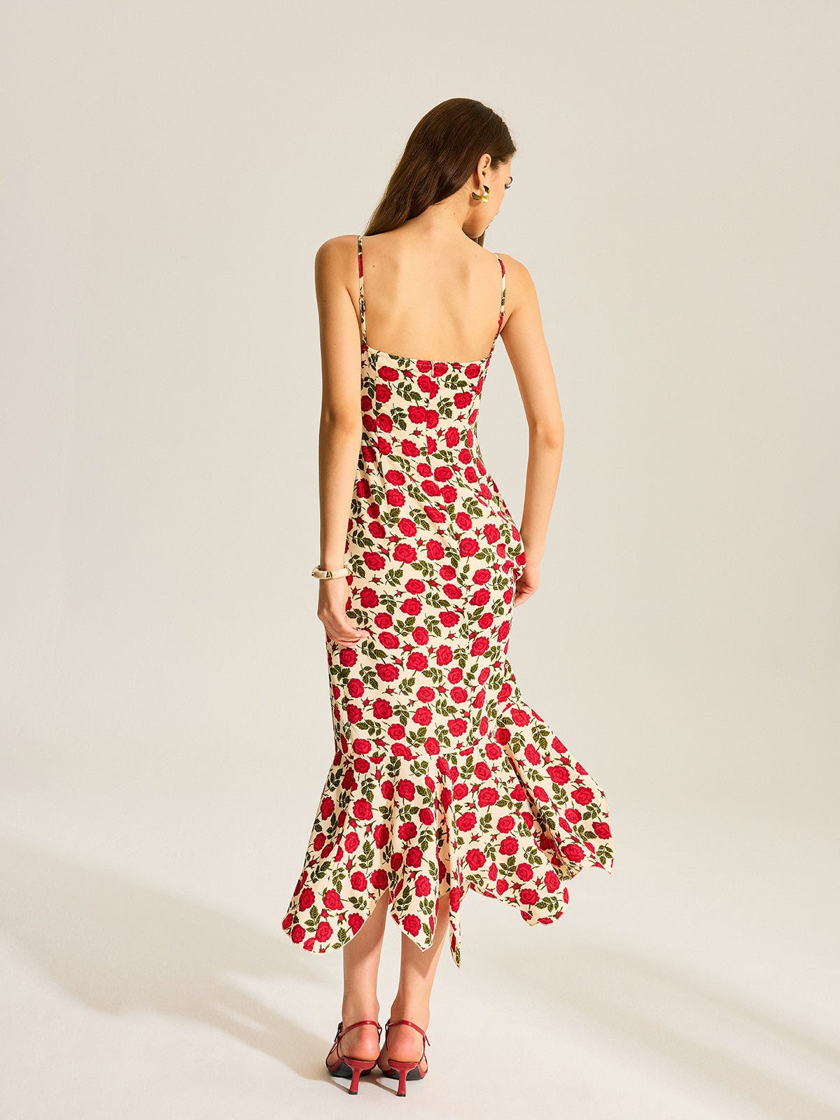 Saviel Floral Print Ruffle Hem Maxi Dress