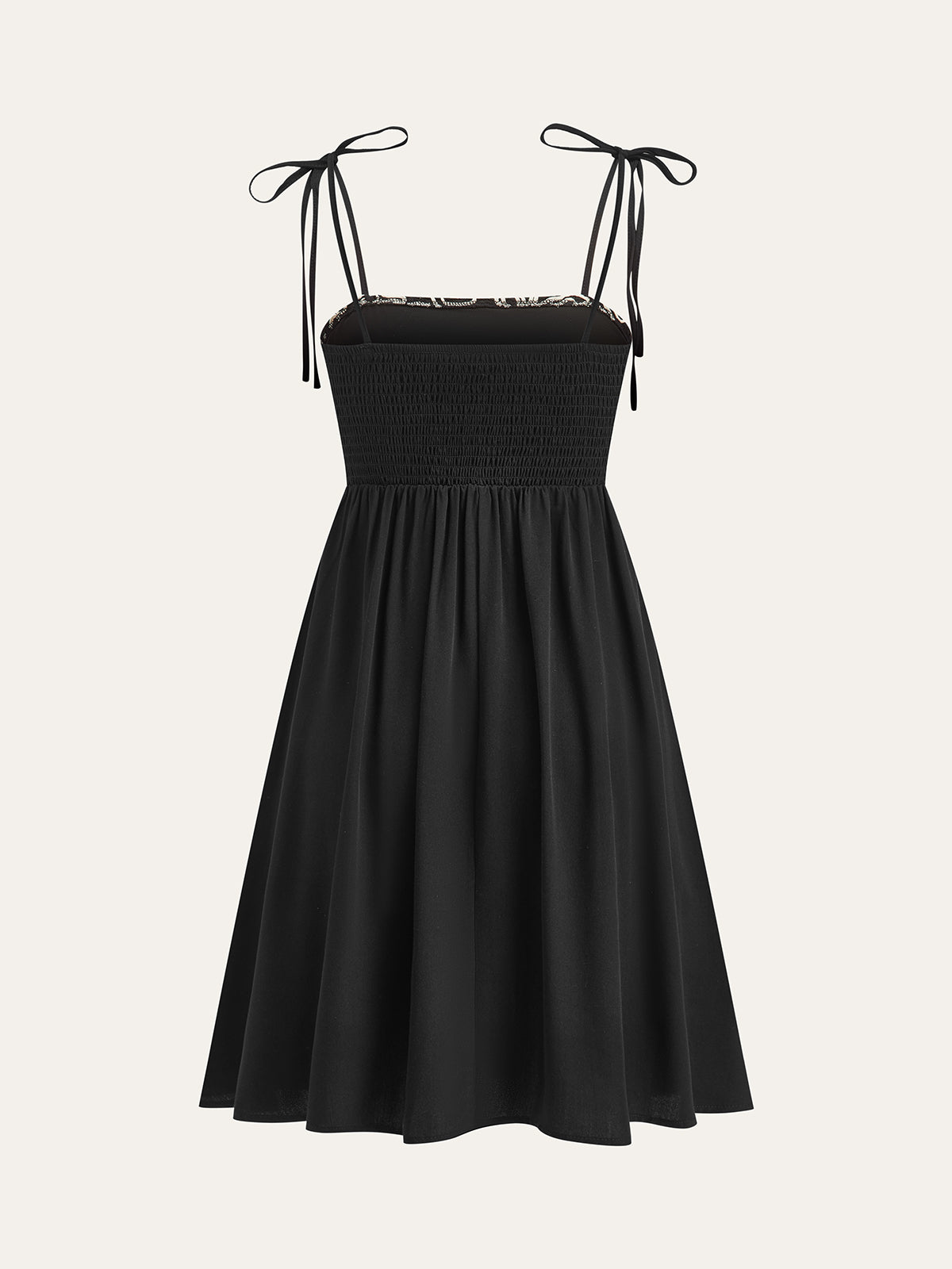 Seidenbesticktes Midikleid mit Bindeträgern