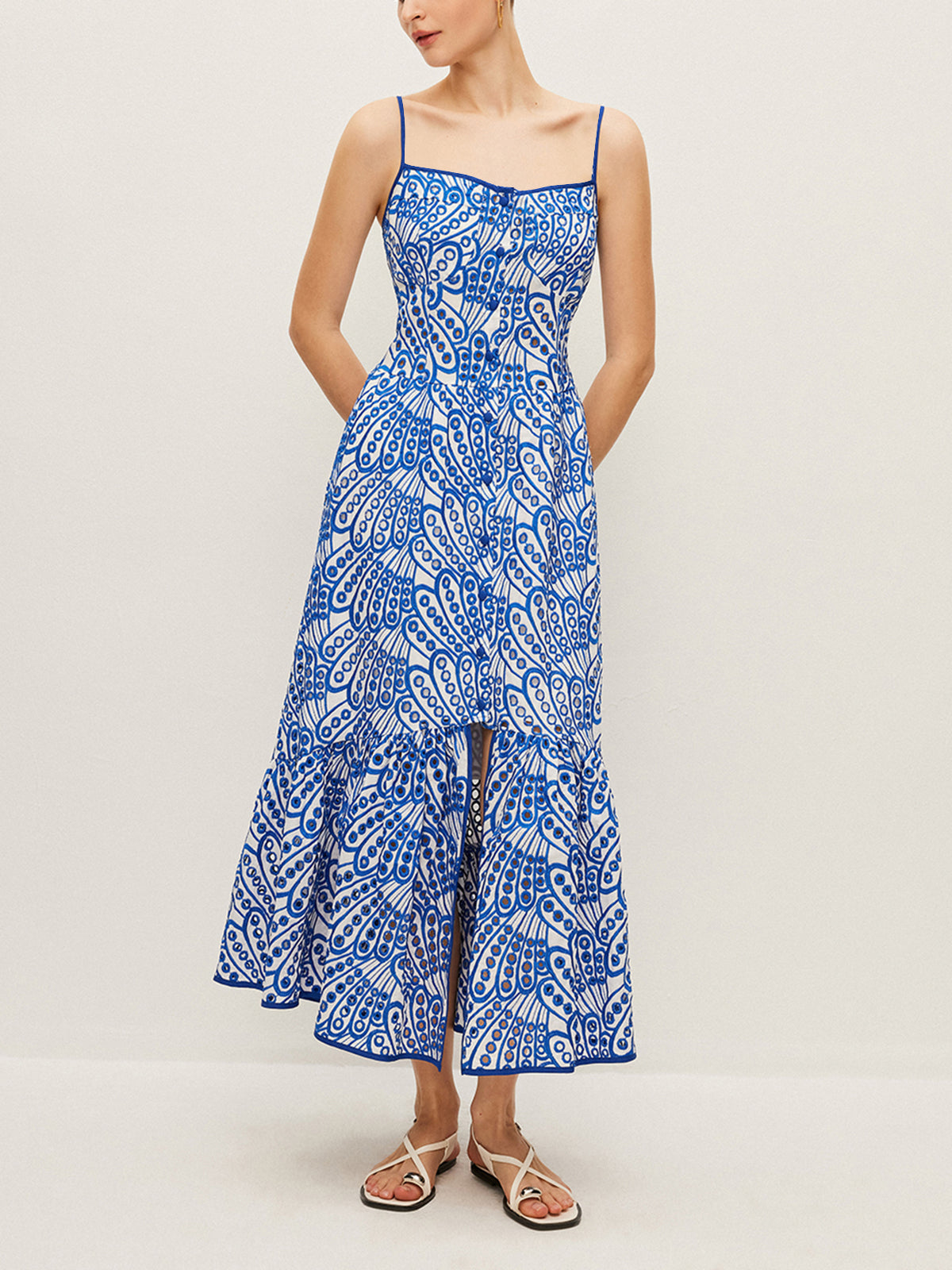 Radirose – Camisole-Kleid aus Baumwolle mit Stickerei