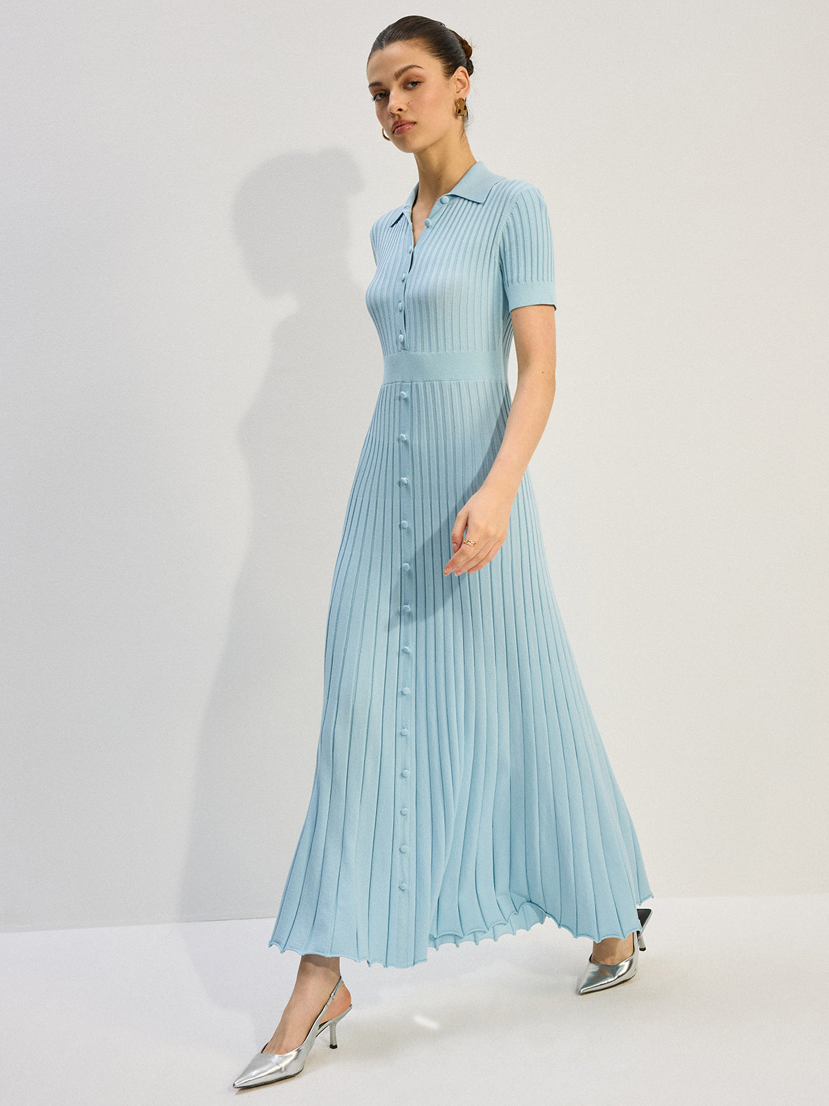 Daliel Knit Button-Front Maxi Dress