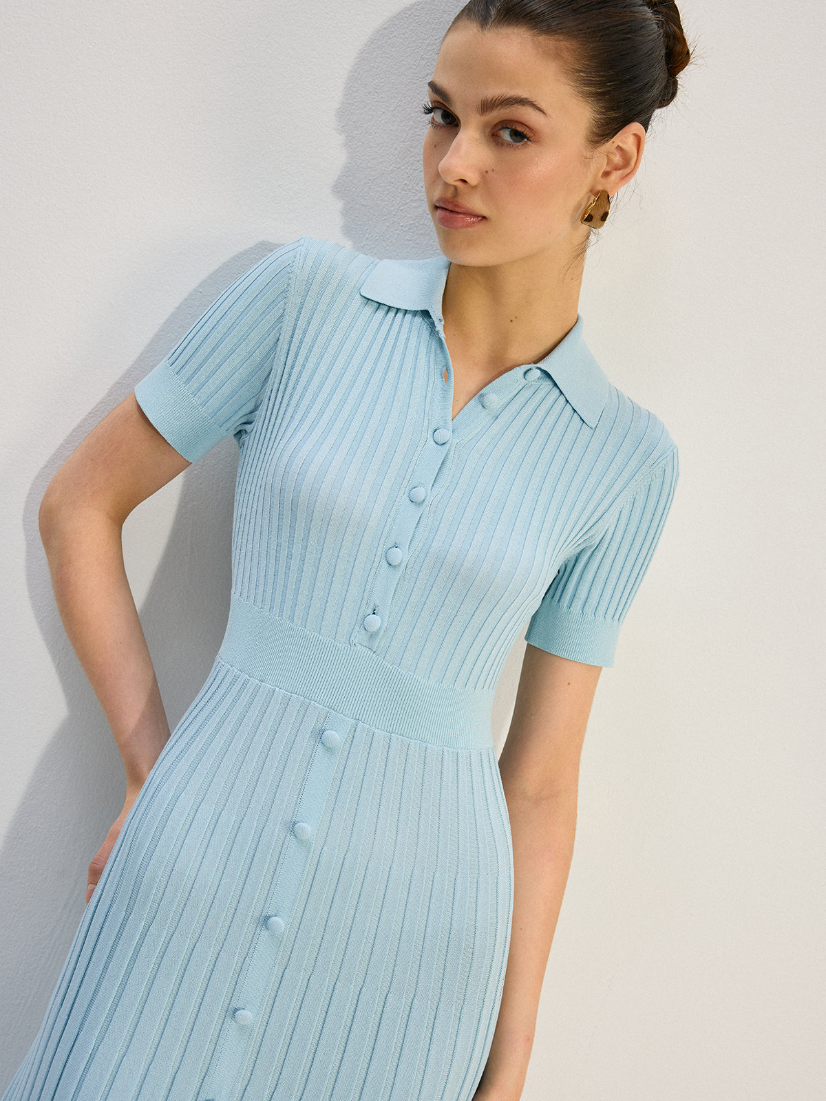 Daliel Knit Button-Front Maxi Dress