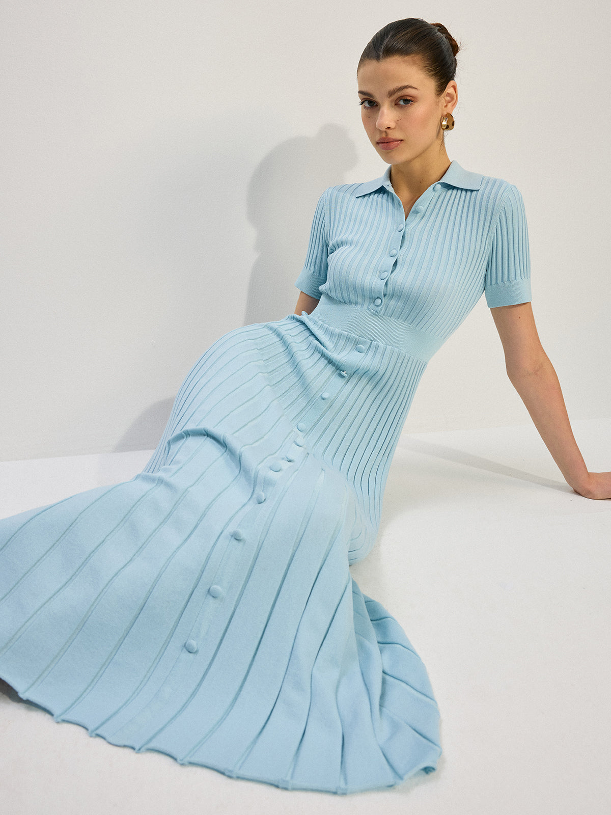 Daliel Knit Button-Front Maxi Dress