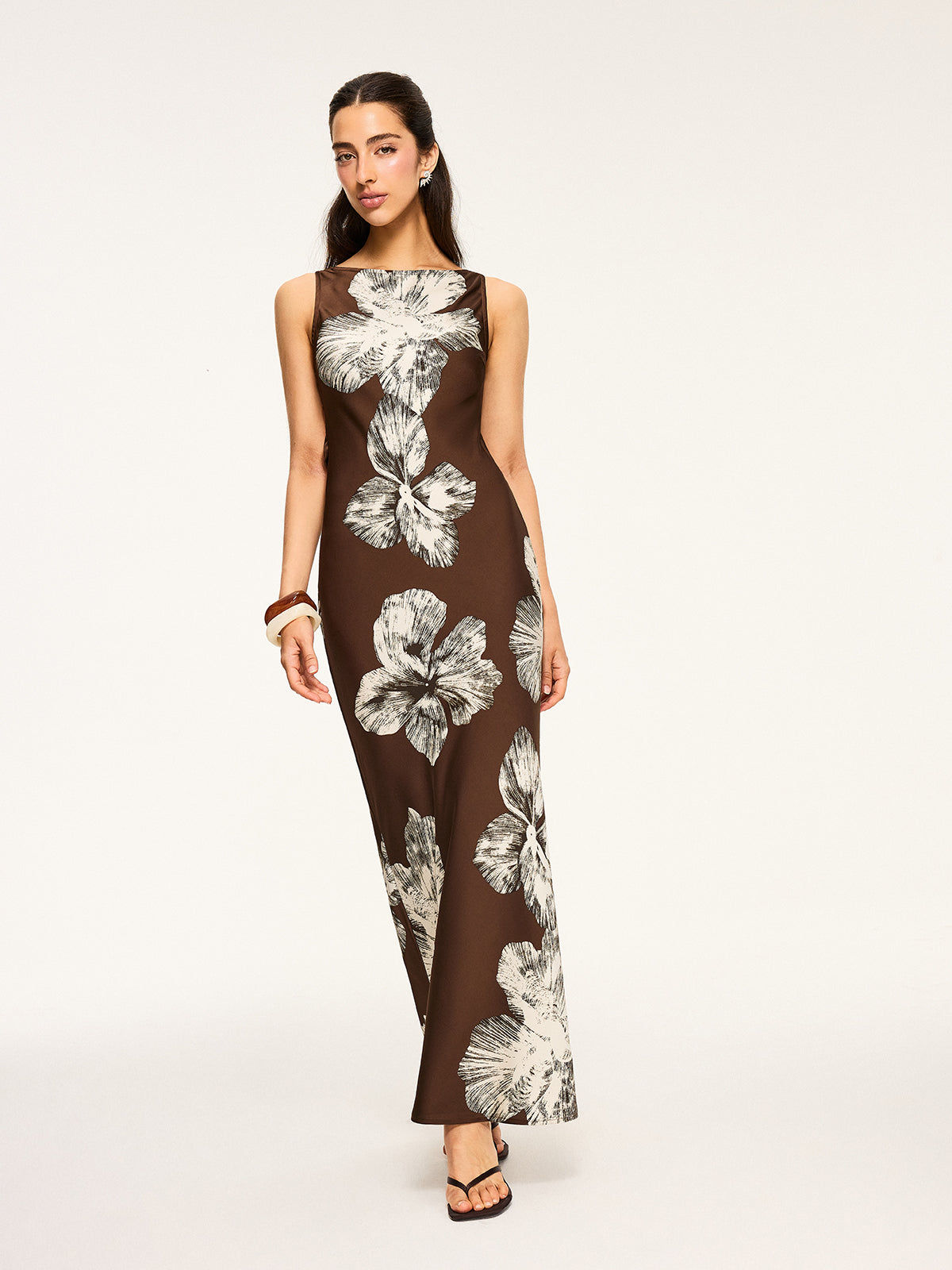 Moonweave – Rückenfreies Kleid mit Blumenmuster und Bindeband
