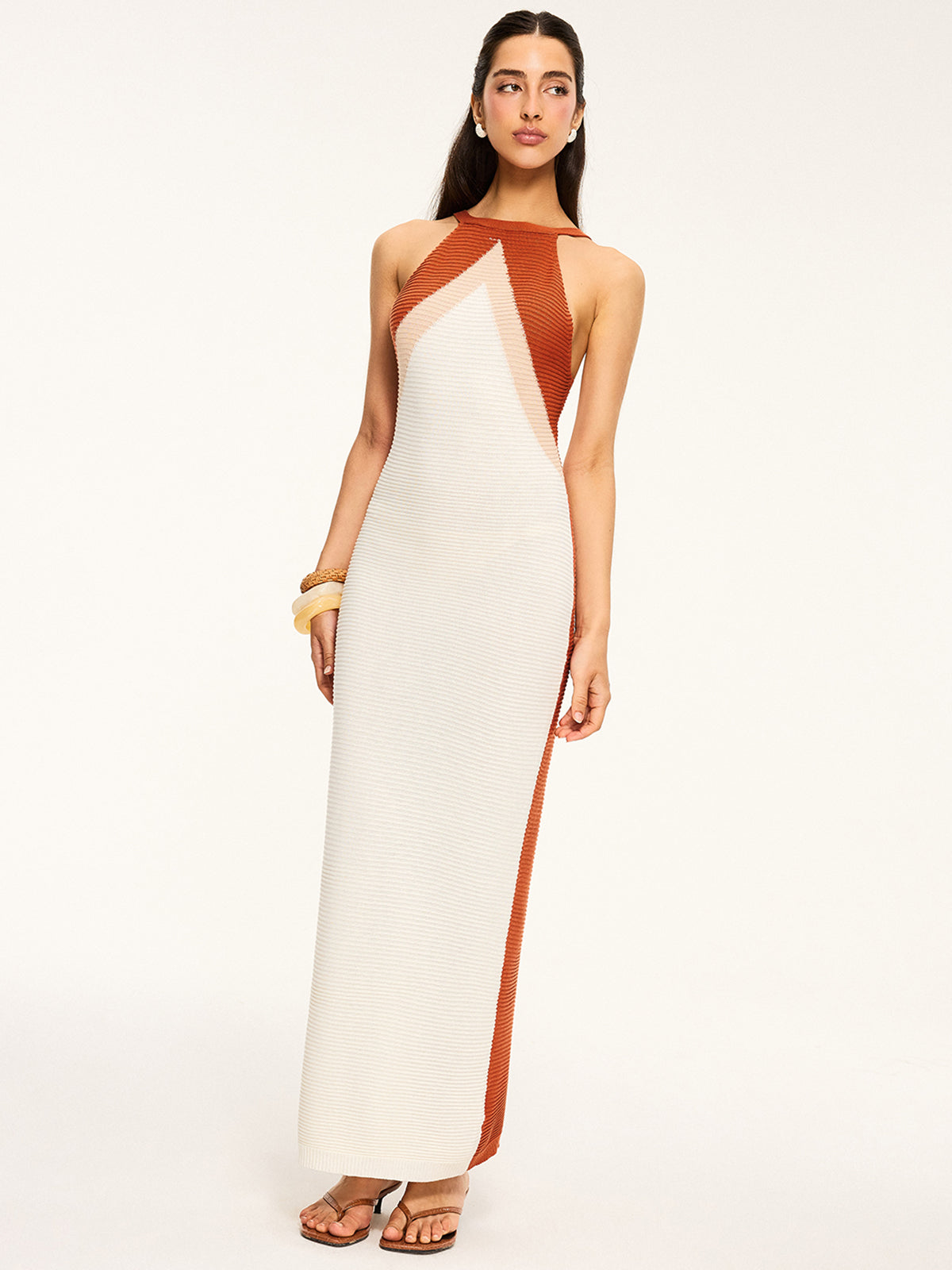 Reverrose Knit Maxi Dress with Cut-Out Back