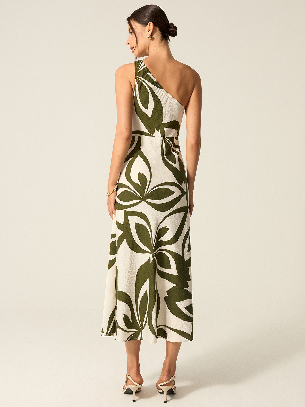 Sylva Midikleid mit One-Shoulder-Ausschnitt und Print