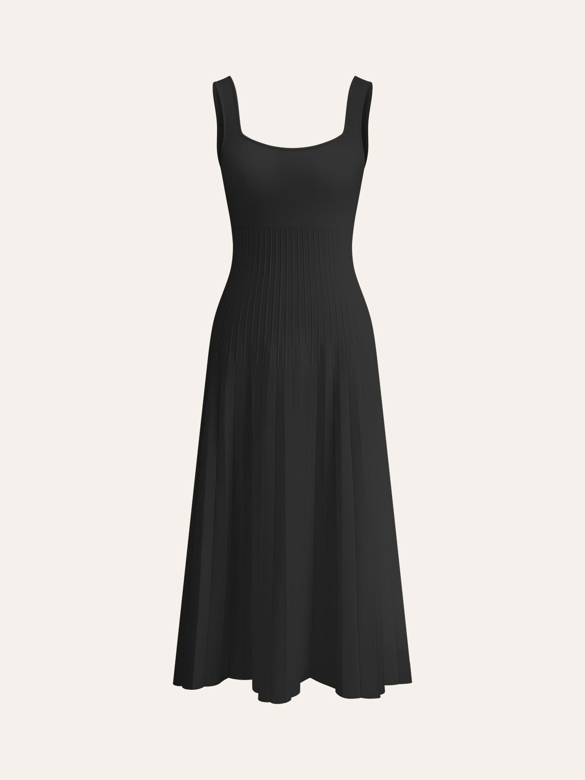 Naly Square-Neck Ribbed Knit Dress