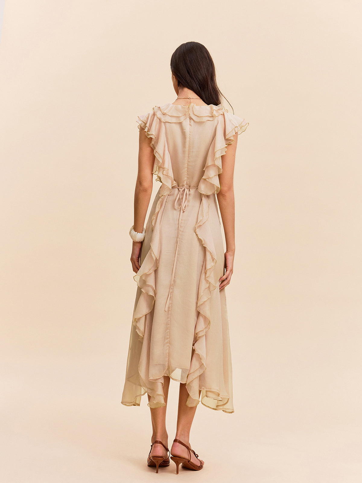 Halbtransparentes Reverweave-Kleid mit Rüschendetail