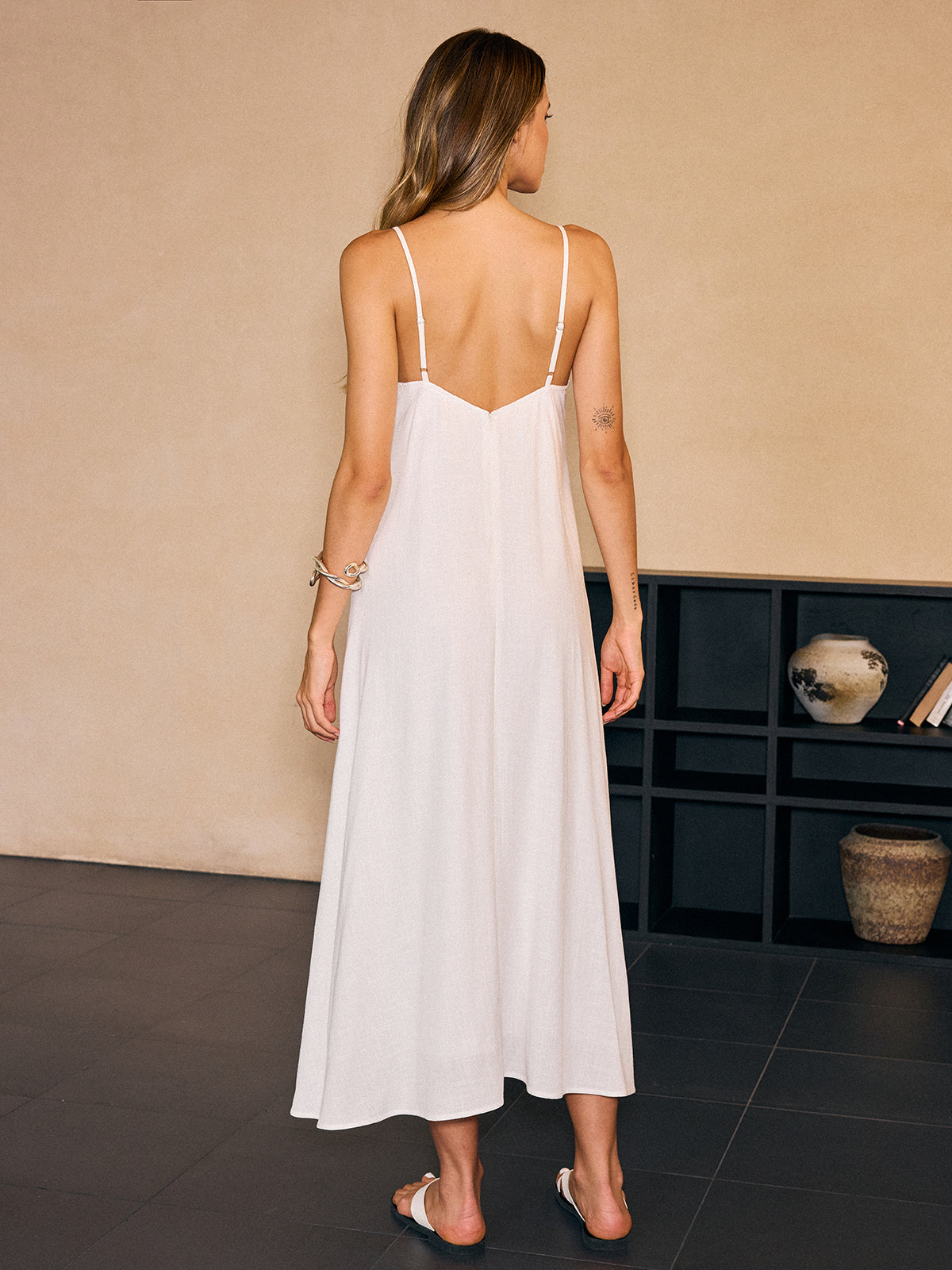 Reverfire Maxikleid aus Leinen und Baumwolle mit Cut-Outs