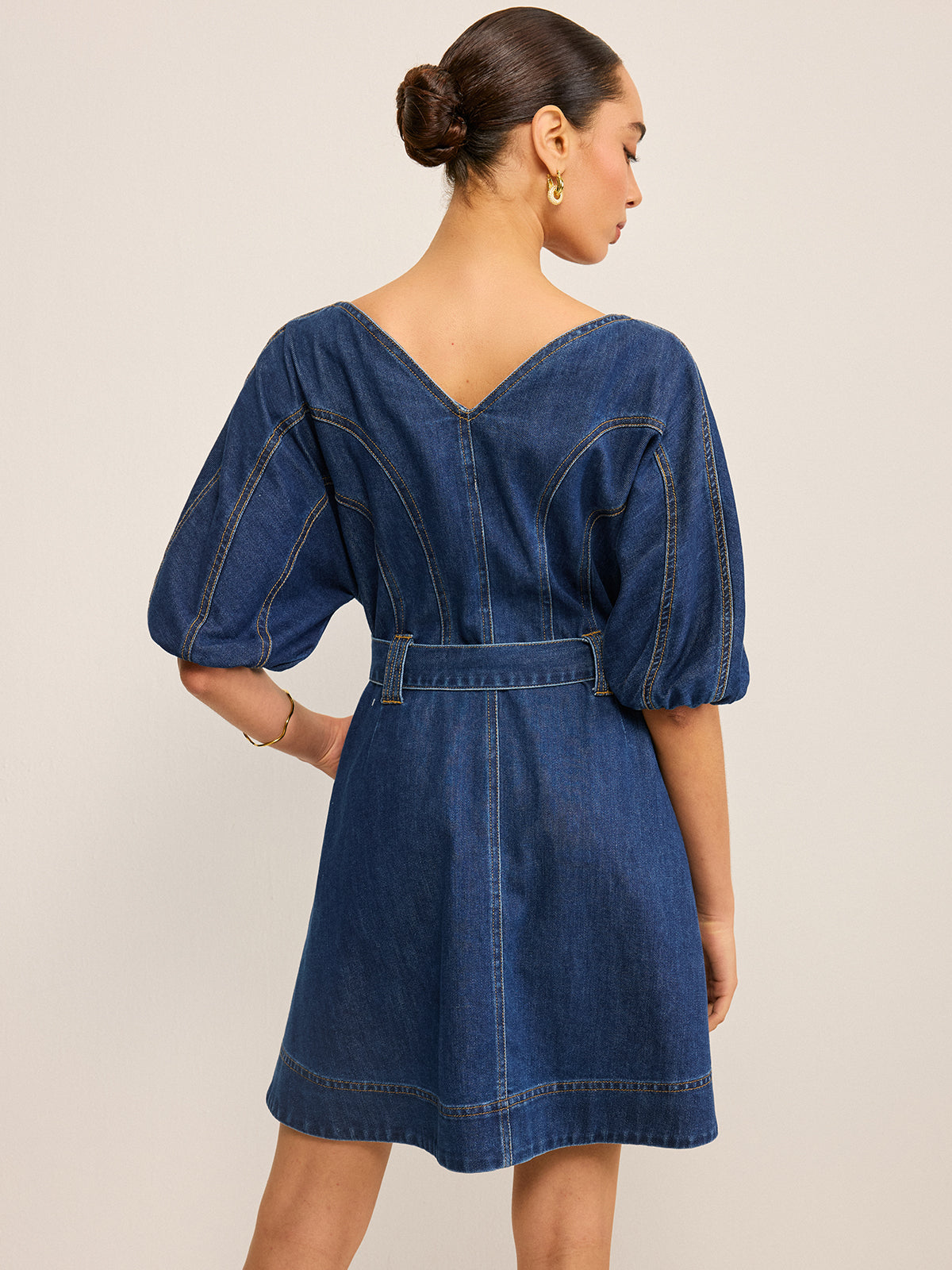 Maviel Denimklänning med fickor och skärp