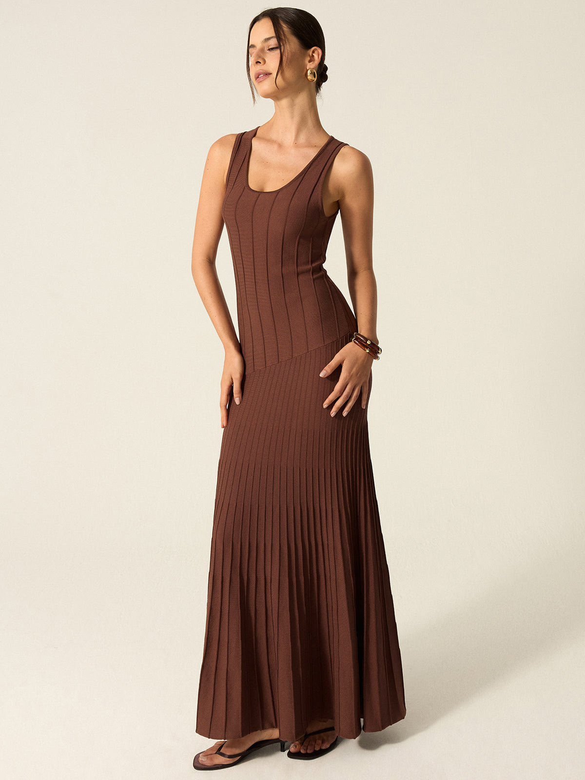Thyvine Ribbed Knit Maxi Dress
