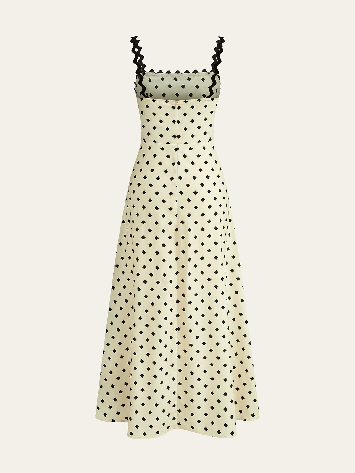 Selveth Polka Dot Midi Dress with Scalloped Straps