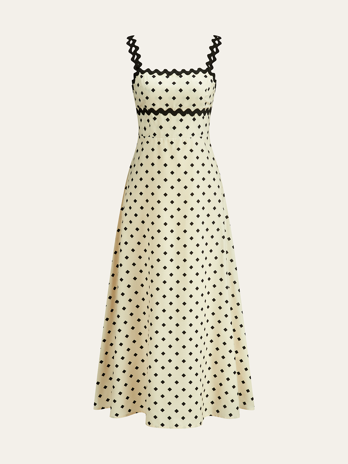 Selveth Polka Dot Midi Dress with Scalloped Straps