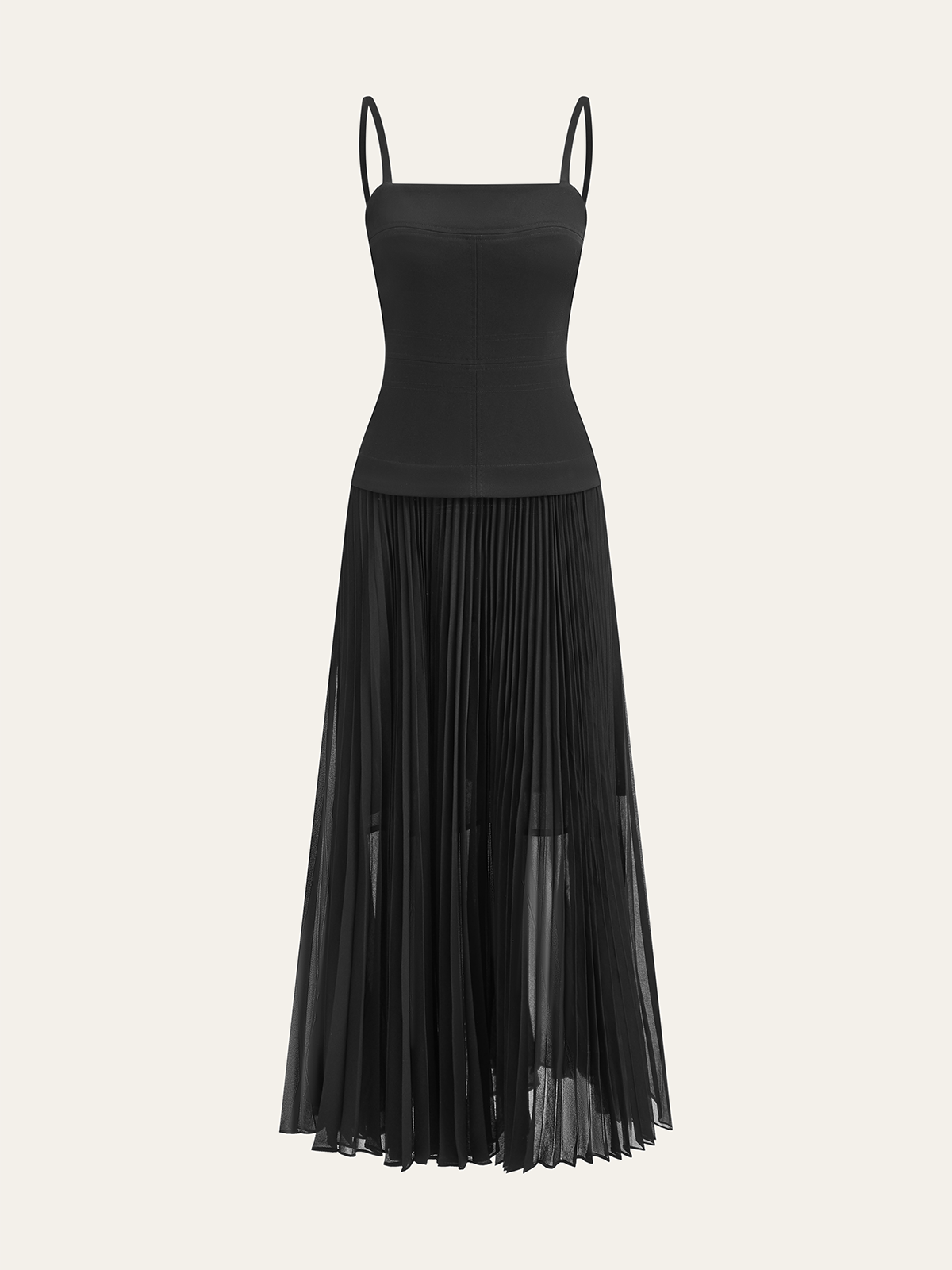 Splendor Spaghetti-Strap Backless Pleated Maxi Dress