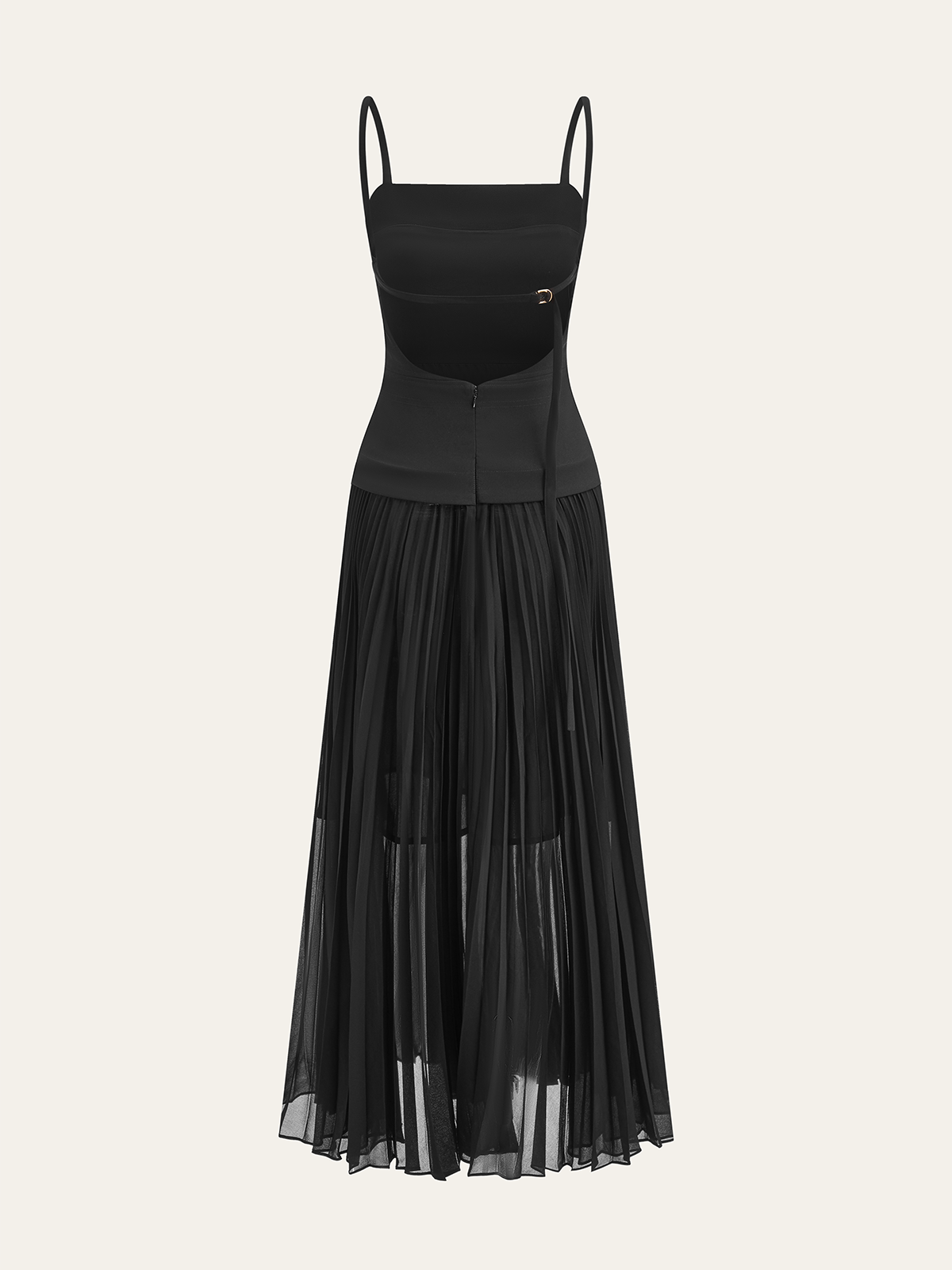 Splendor Spaghetti-Strap Backless Pleated Maxi Dress