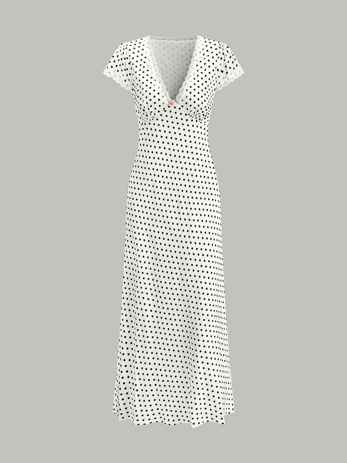 Dadine Polka Dot Spets-Trim Klänning