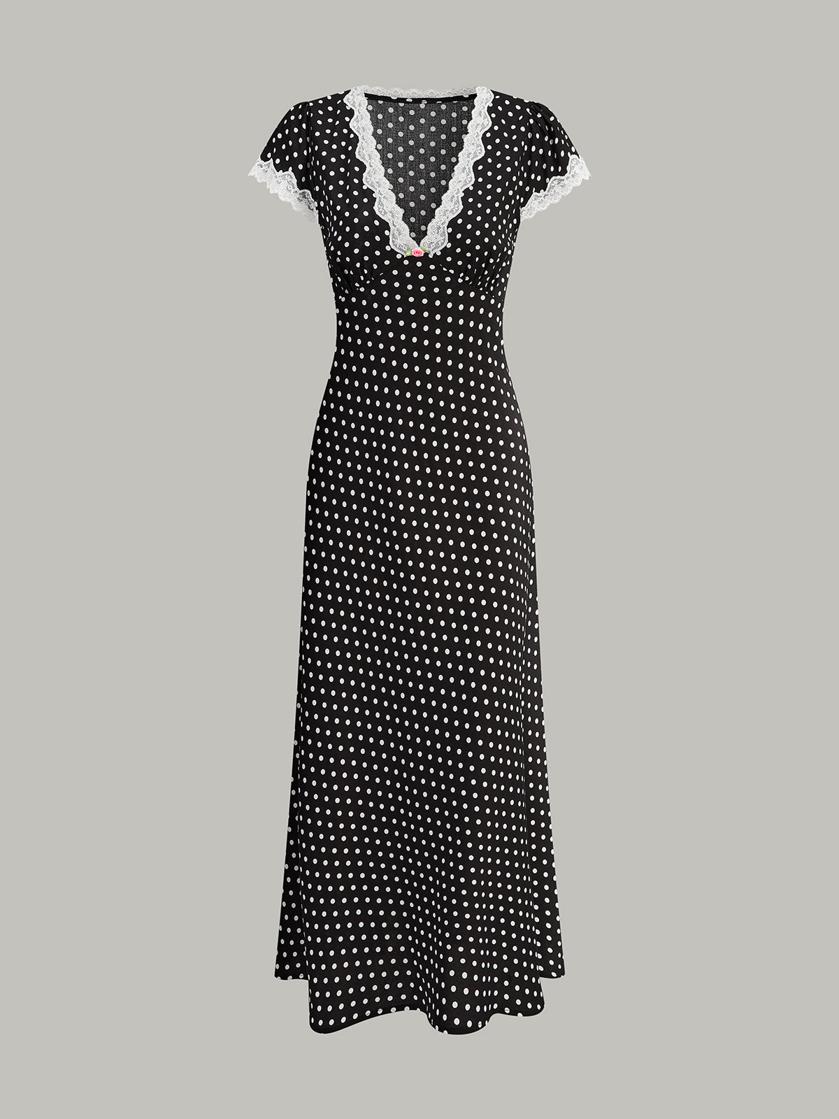Dadine Polka Dot Spets-Trim Klänning