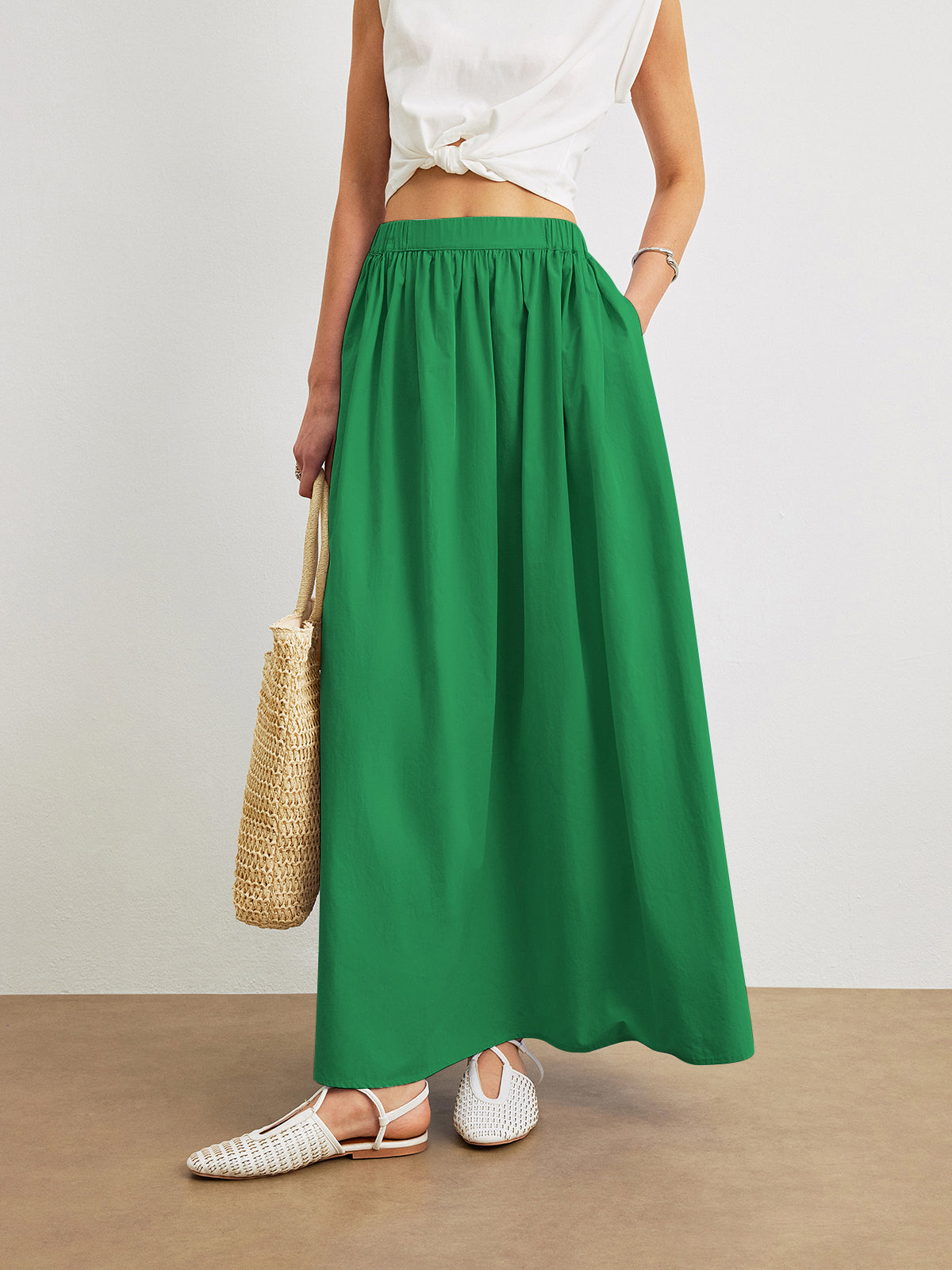 Serane Cotton A-Line Skirt With Pockets