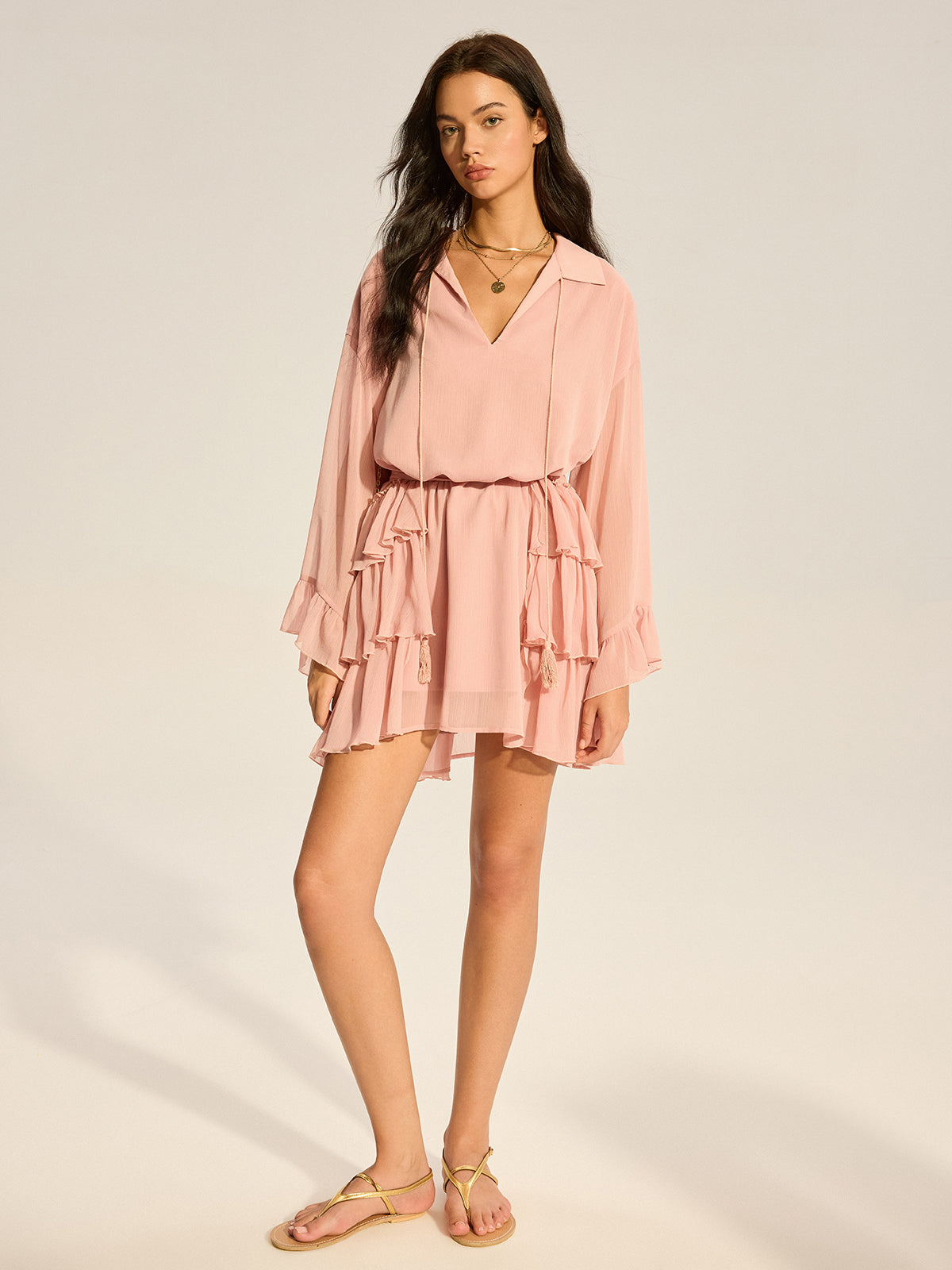 Luxglow – Chiffon-Minikleid mit Rüschen