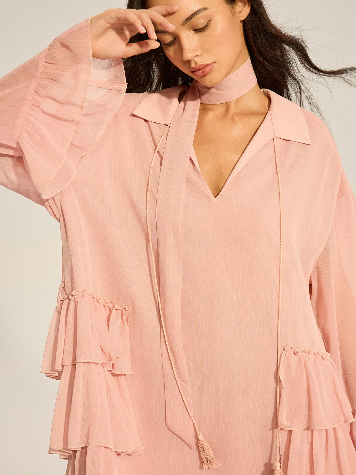 Luxglow – Chiffon-Minikleid mit Rüschen