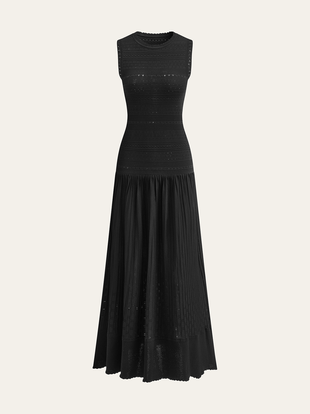 SŽvel – Ärmelloses Maxikleid aus Strick mit Ösenfalten