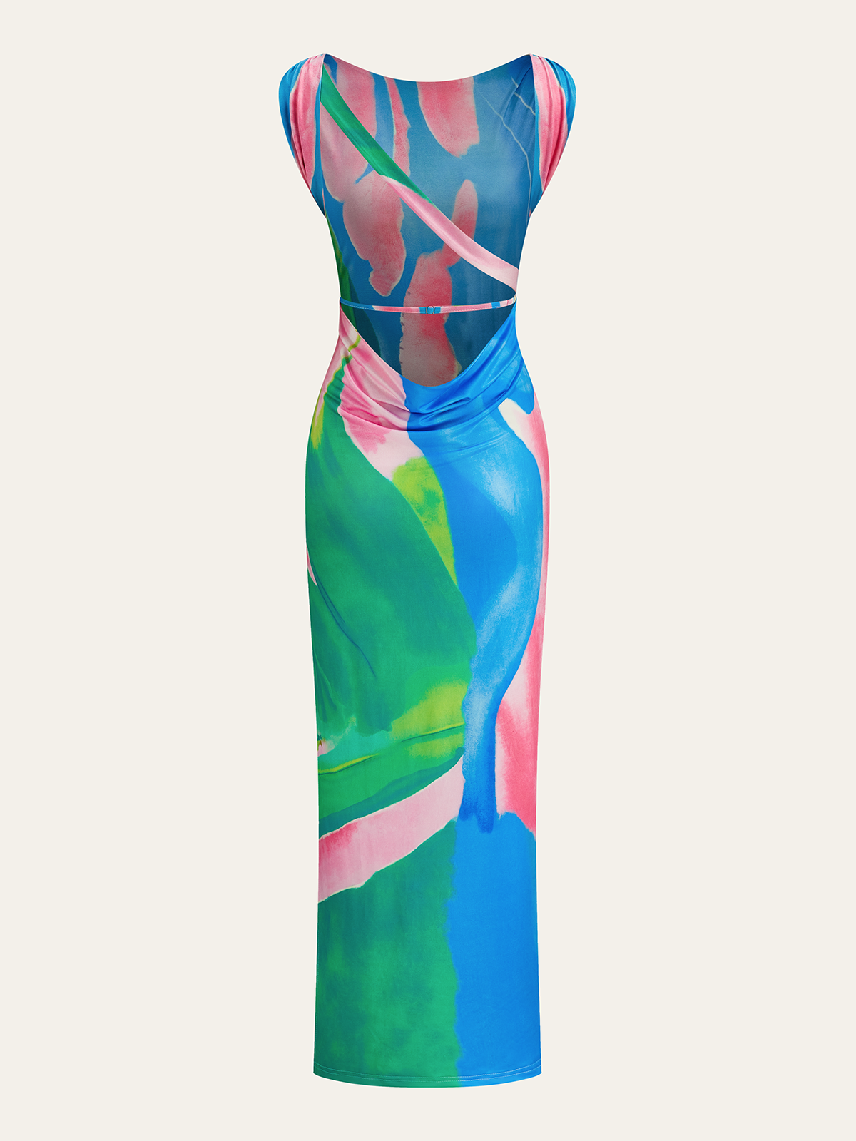 Ärmelloses langes Kleid mit Oleva-Monet-Garten-Print
