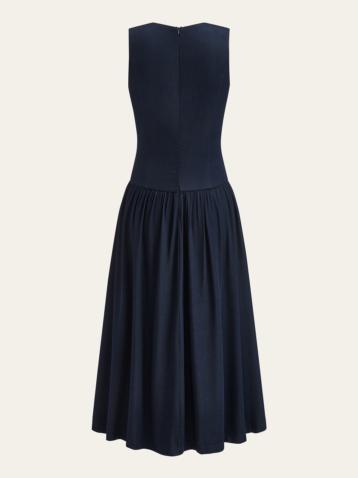 Starbloom Denim V-ringad Ruched Midi-klänning