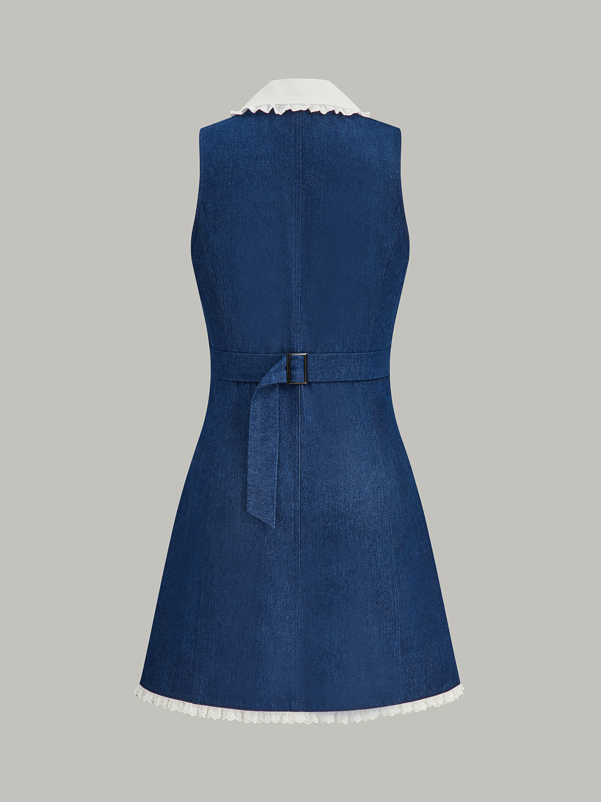 Palimerto Denim Miniklänning med Spetskant och Slag