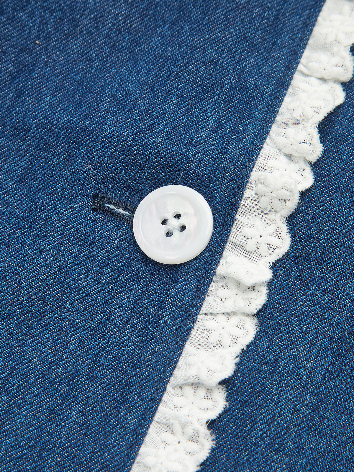 Palimerto Denim Miniklänning med Spetskant och Slag