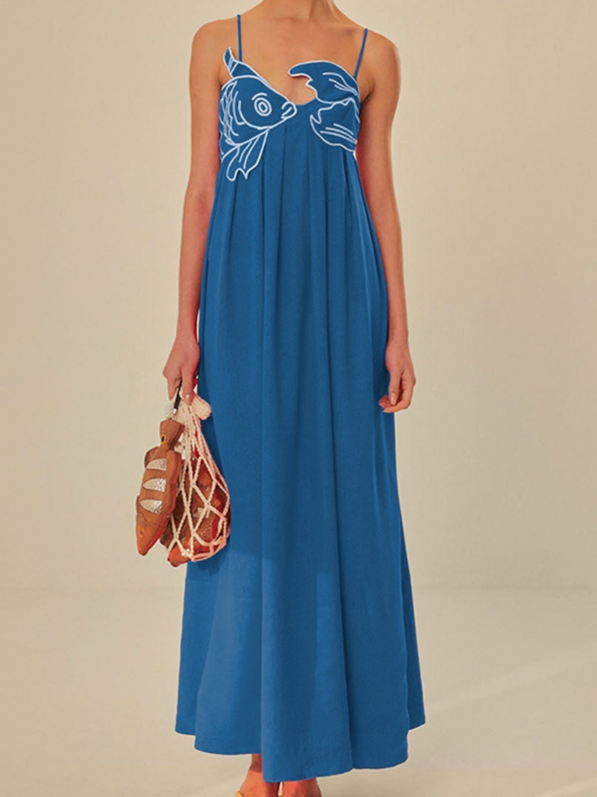 Rila – Halbtransparentes Camisole-Kleid mit Fischstickerei