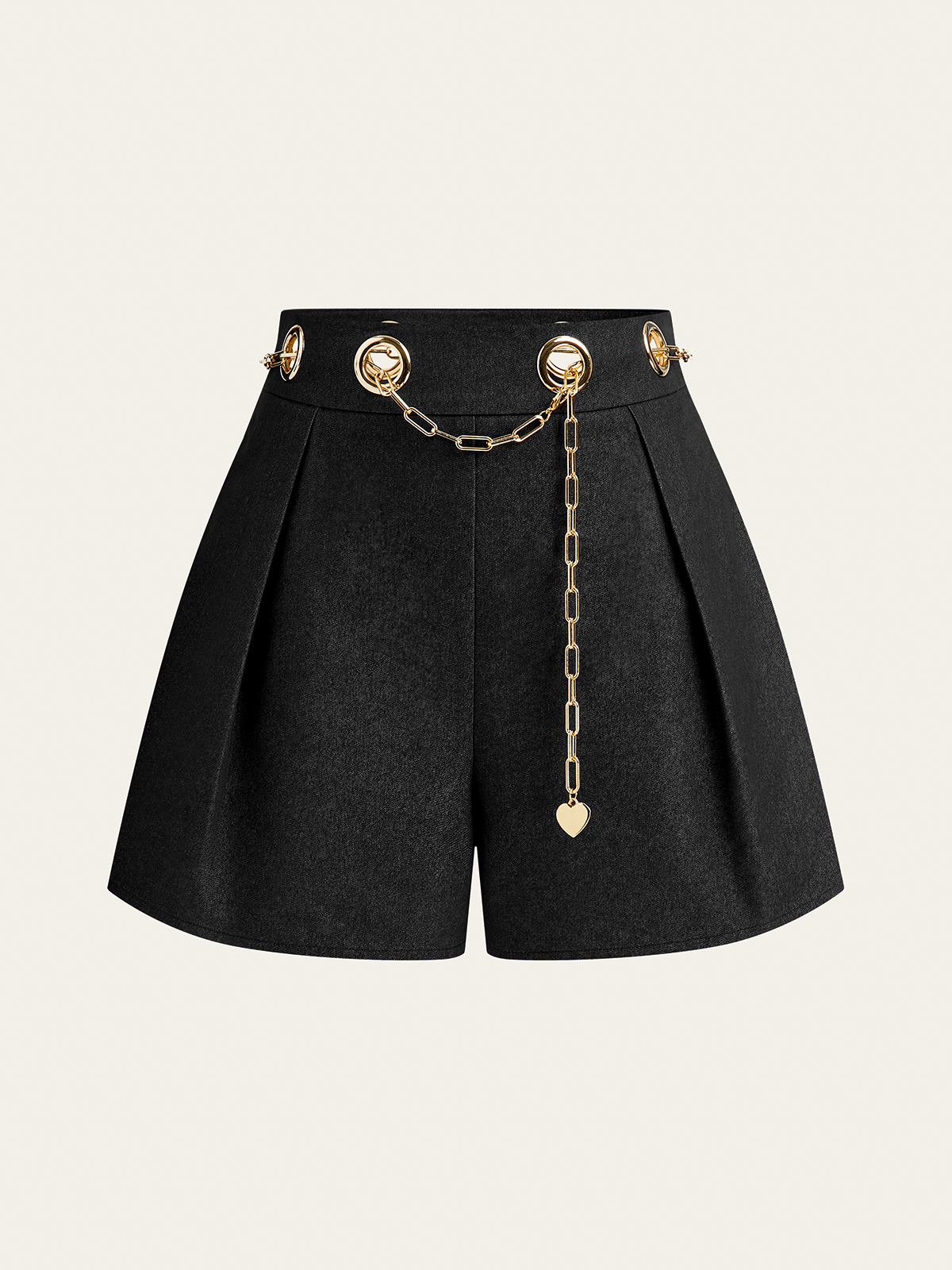 Serene denimshorts med metallkedjebälte