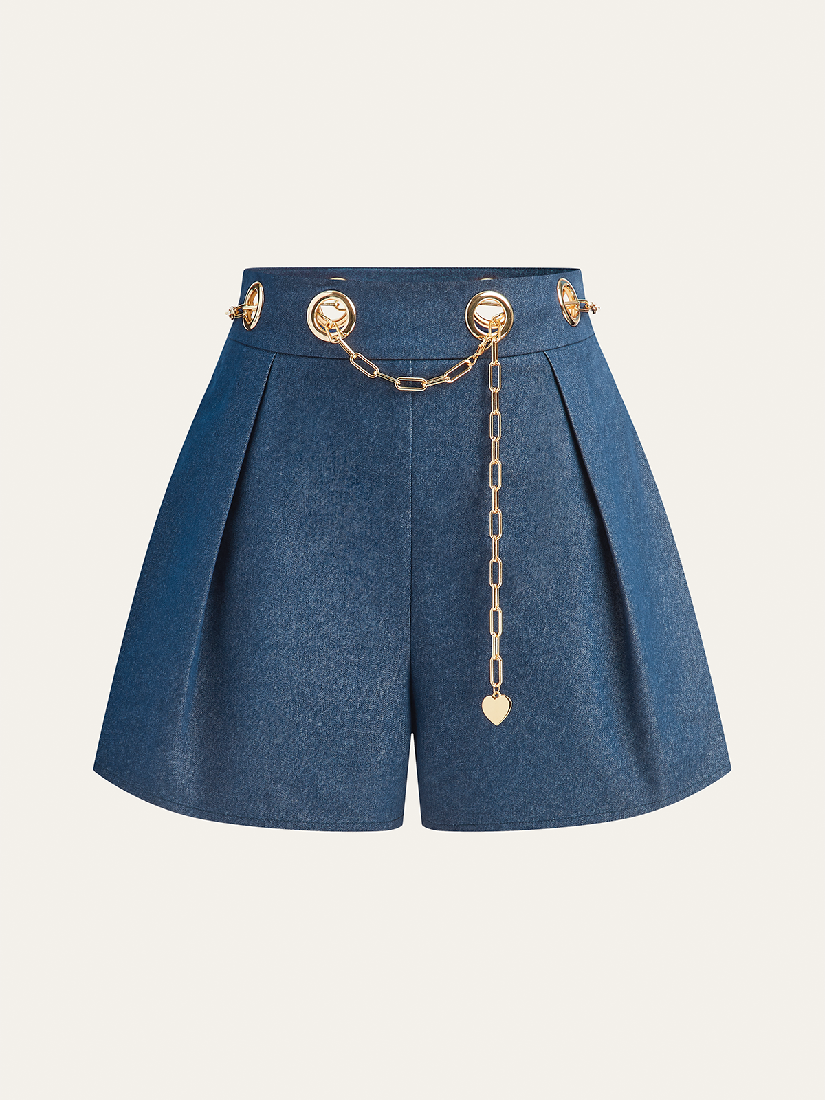 Serene denimshorts med metallkedjebälte