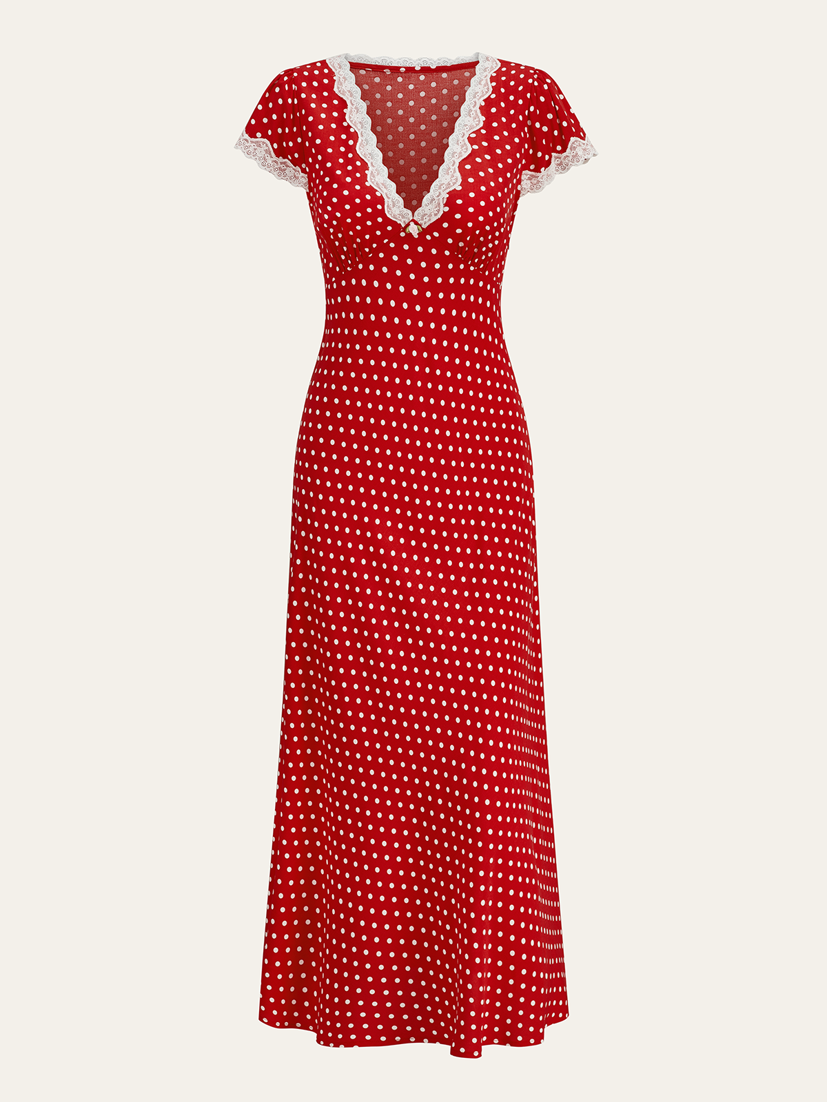 Dadine Polka Dot Spets-Trim Klänning