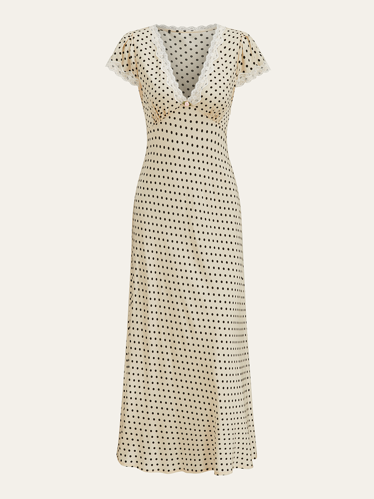 Dadine Polka Dot Spets-Trim Klänning
