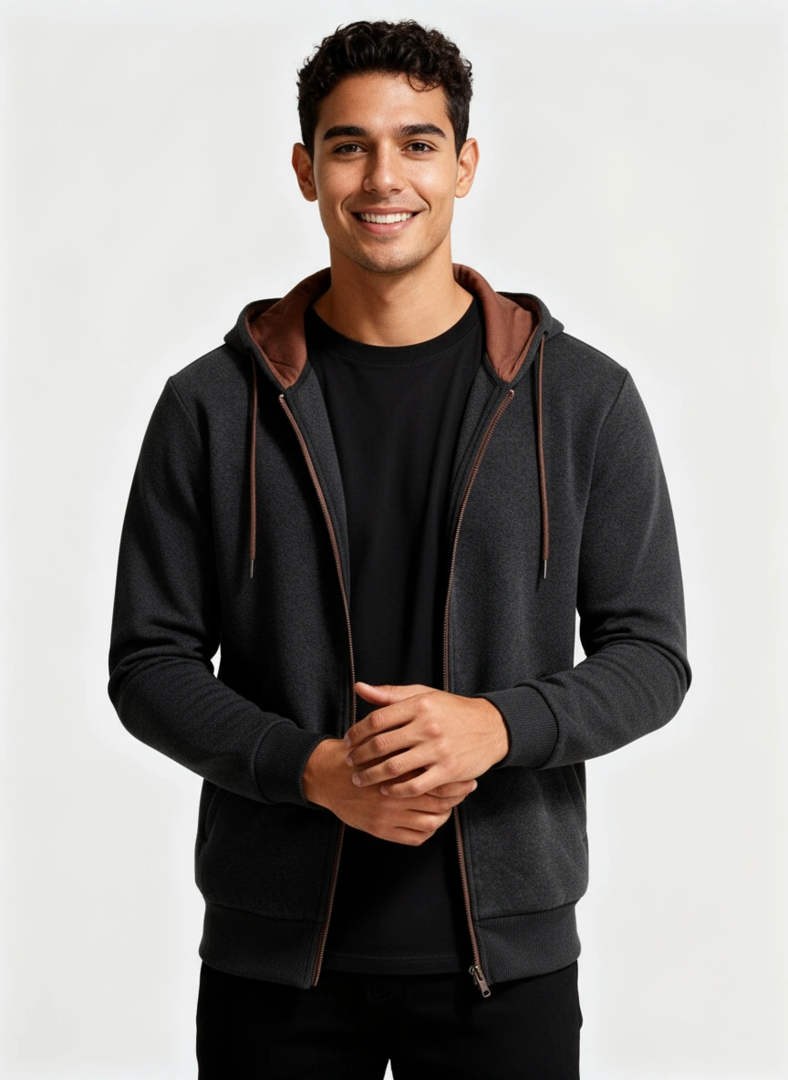 Men's Thick Hooded Zip Sweatshirt
