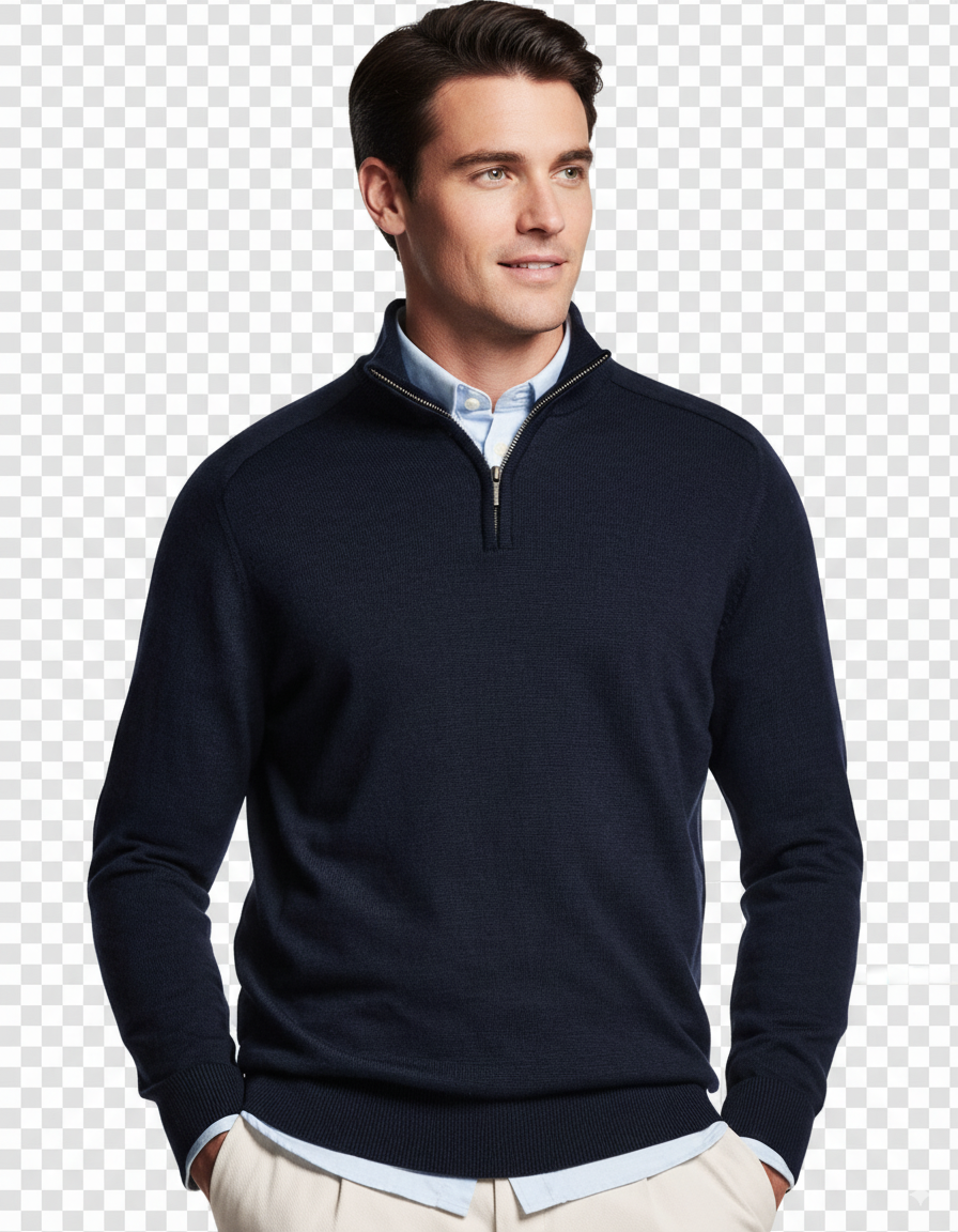 Men’s Half-Zip Pullover – Merino Wool Sweater