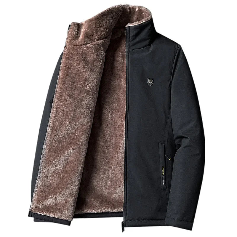 Men’s Fleece Jacket – Casual Collared Outdoor Coat for Autumn & Winter